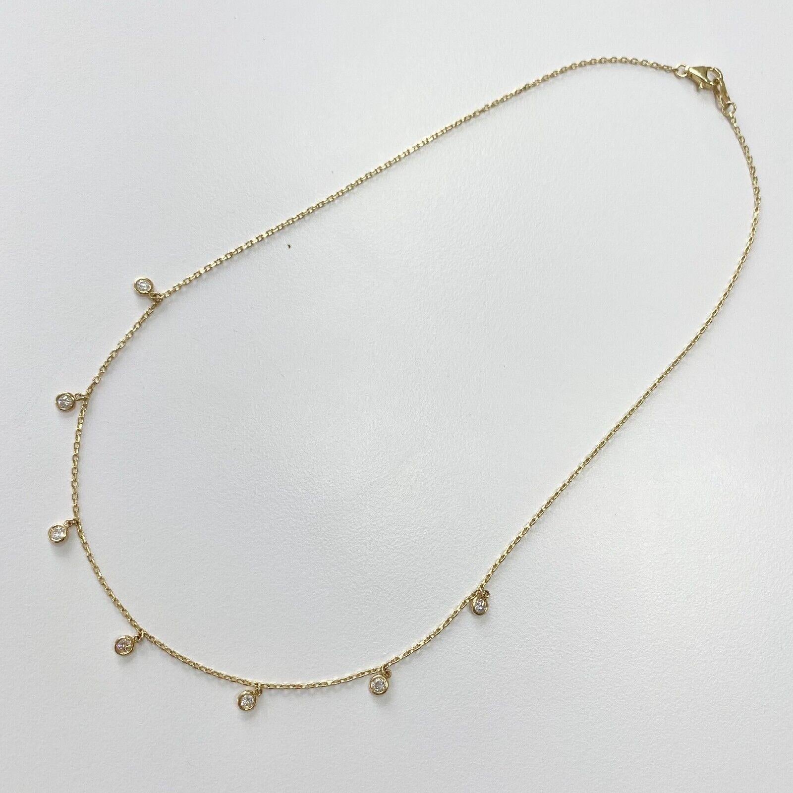 Moderne Collier à chaton en or jaune 14 carats avec diamants 0,51 carat en vente