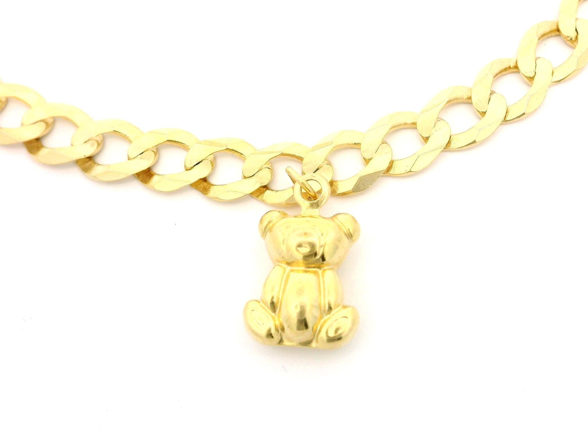 Tobillera de oro amarillo de 14k 5.21mm Cadena de ribete con colgantes Colgantes de animales Tobillera en venta 1