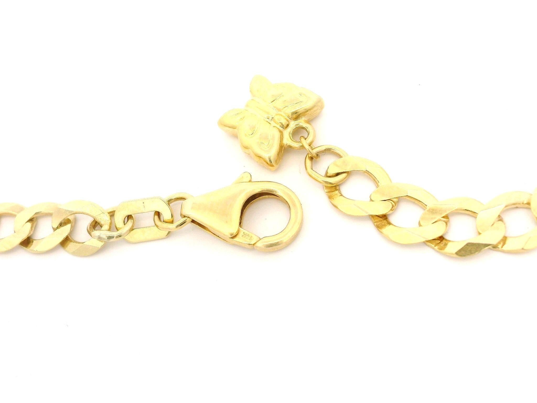 Tobillera de oro amarillo de 14k 5.21mm Cadena de ribete con colgantes Colgantes de animales Tobillera en venta 3