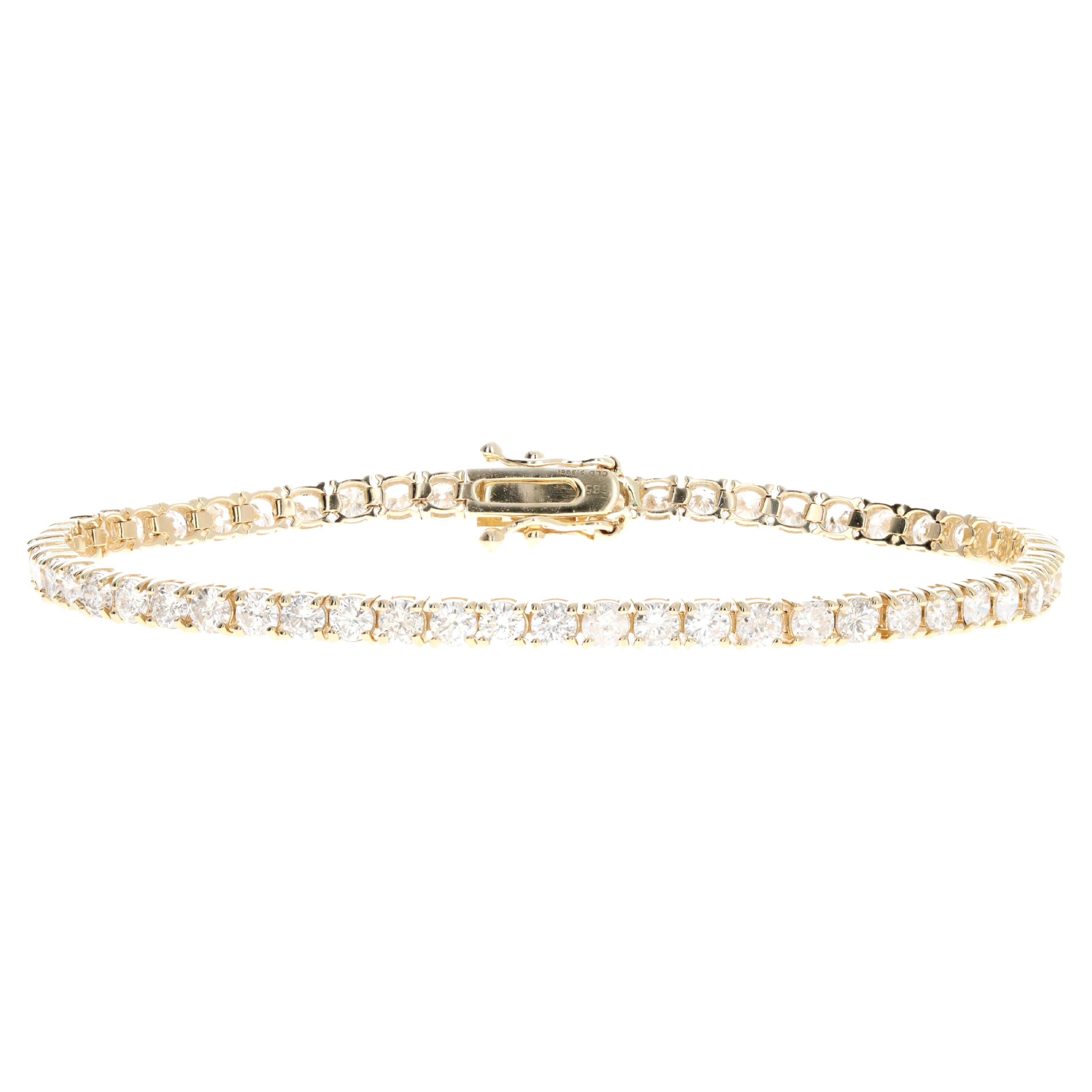 Classic Pave Diamond Tennis Bracelet 7 Carat Total Weight, 14K Gold