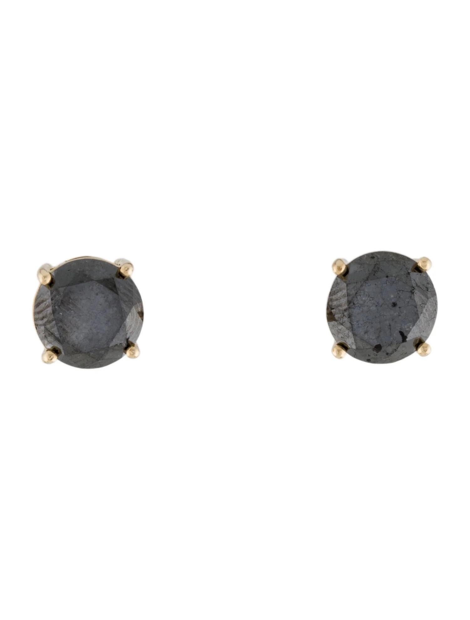 Taglio rotondo Orecchini con diamanti neri in oro giallo 14K da 5,33 carati in vendita