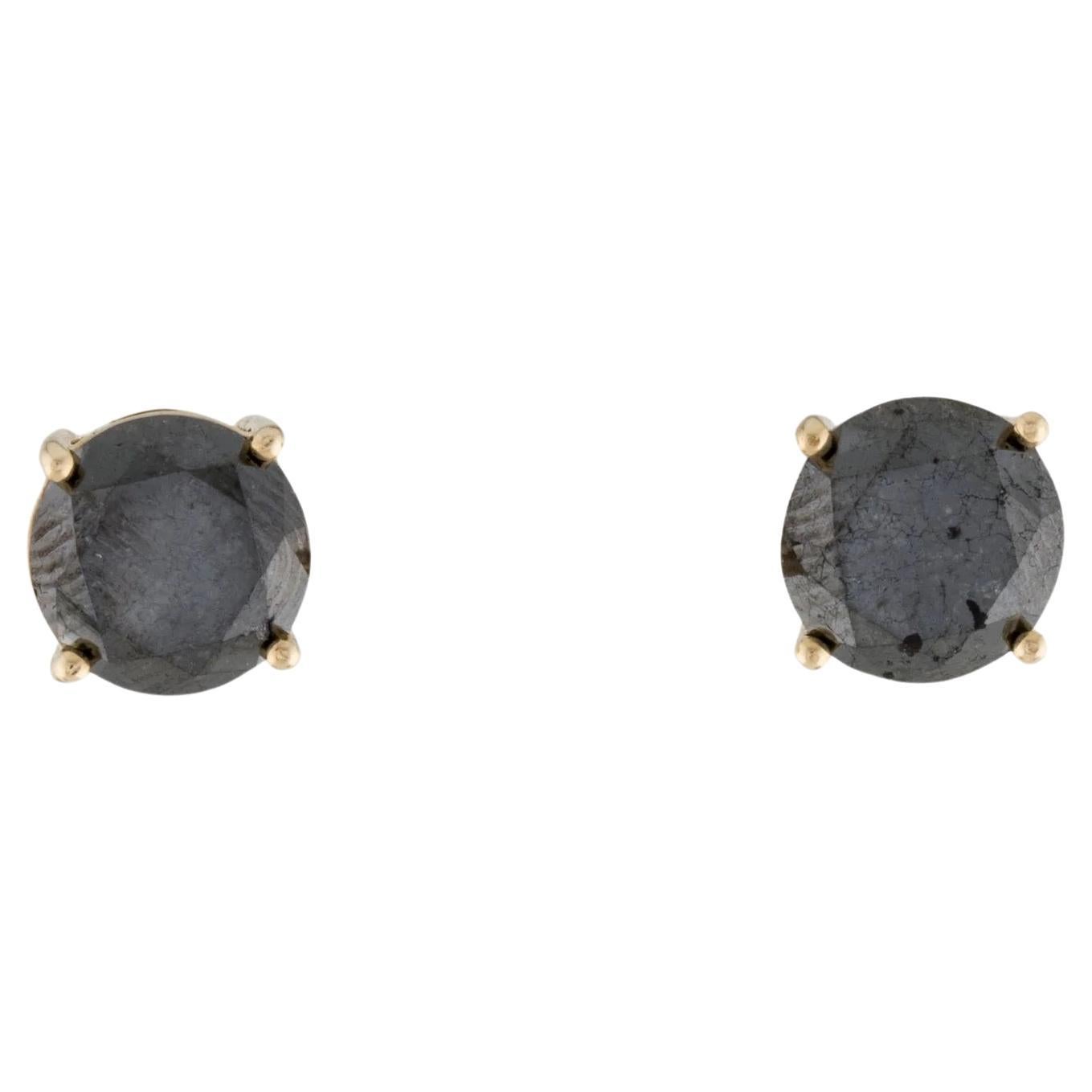 14K Yellow Gold 5.33ctw Black Diamond Stud Earrings