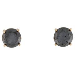 14K Yellow Gold 5.33ctw Black Diamond Stud Earrings 