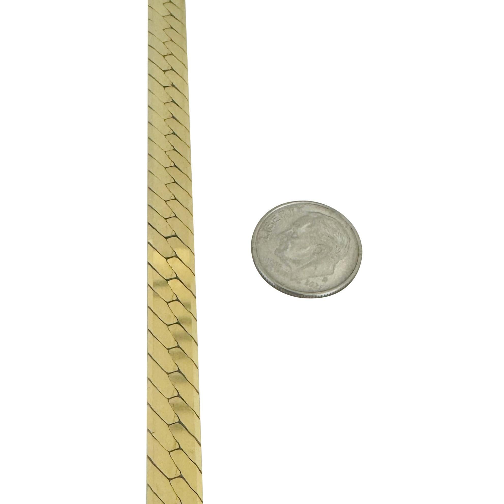 14k Yellow Gold 53.5g Thick Heavy 7.5mm Herringbone Link Necklace Italy 22