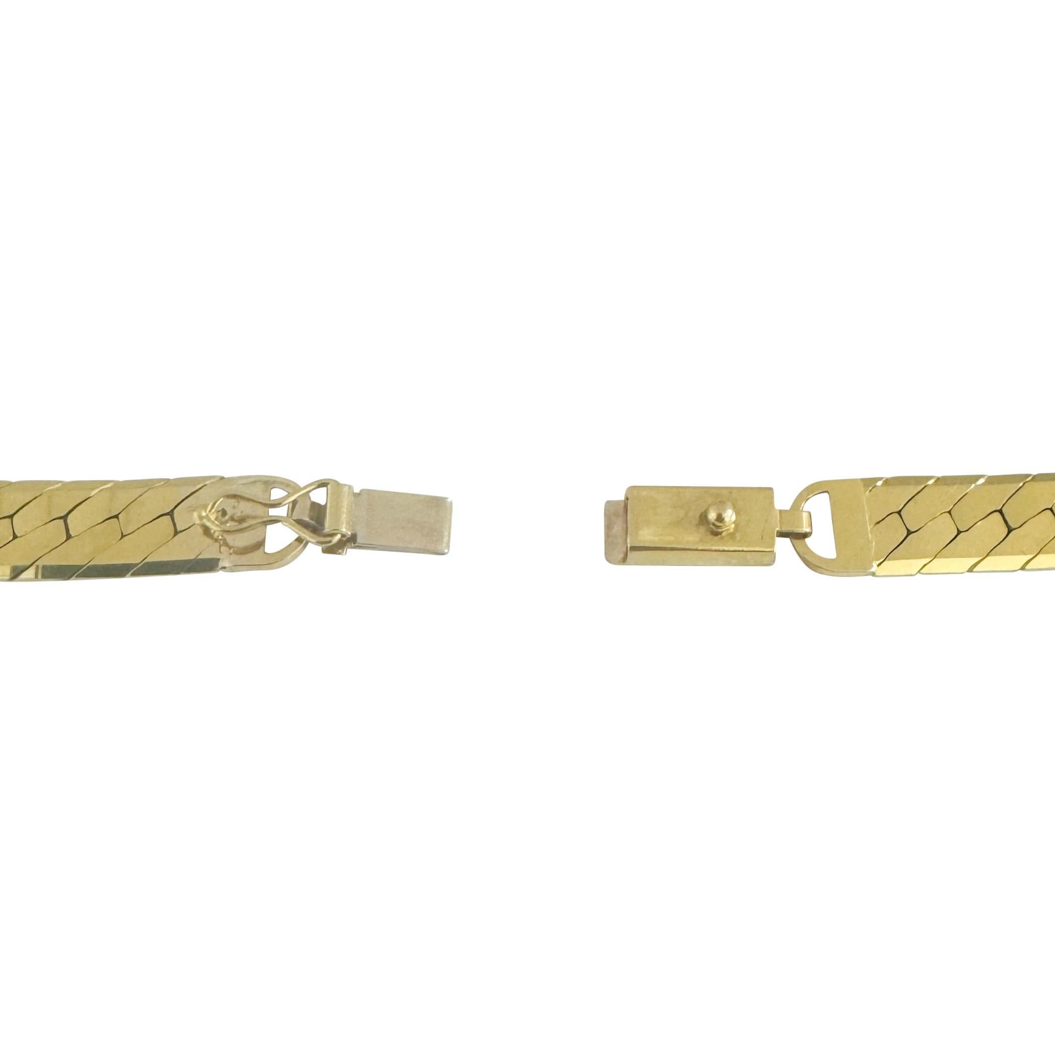 14k Yellow Gold 53.5g Thick Heavy 7.5mm Herringbone Link Necklace Italy 22
