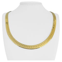 14k Yellow Gold 53.5g Thick Heavy 7.5mm Herringbone Link Necklace Italy 22"