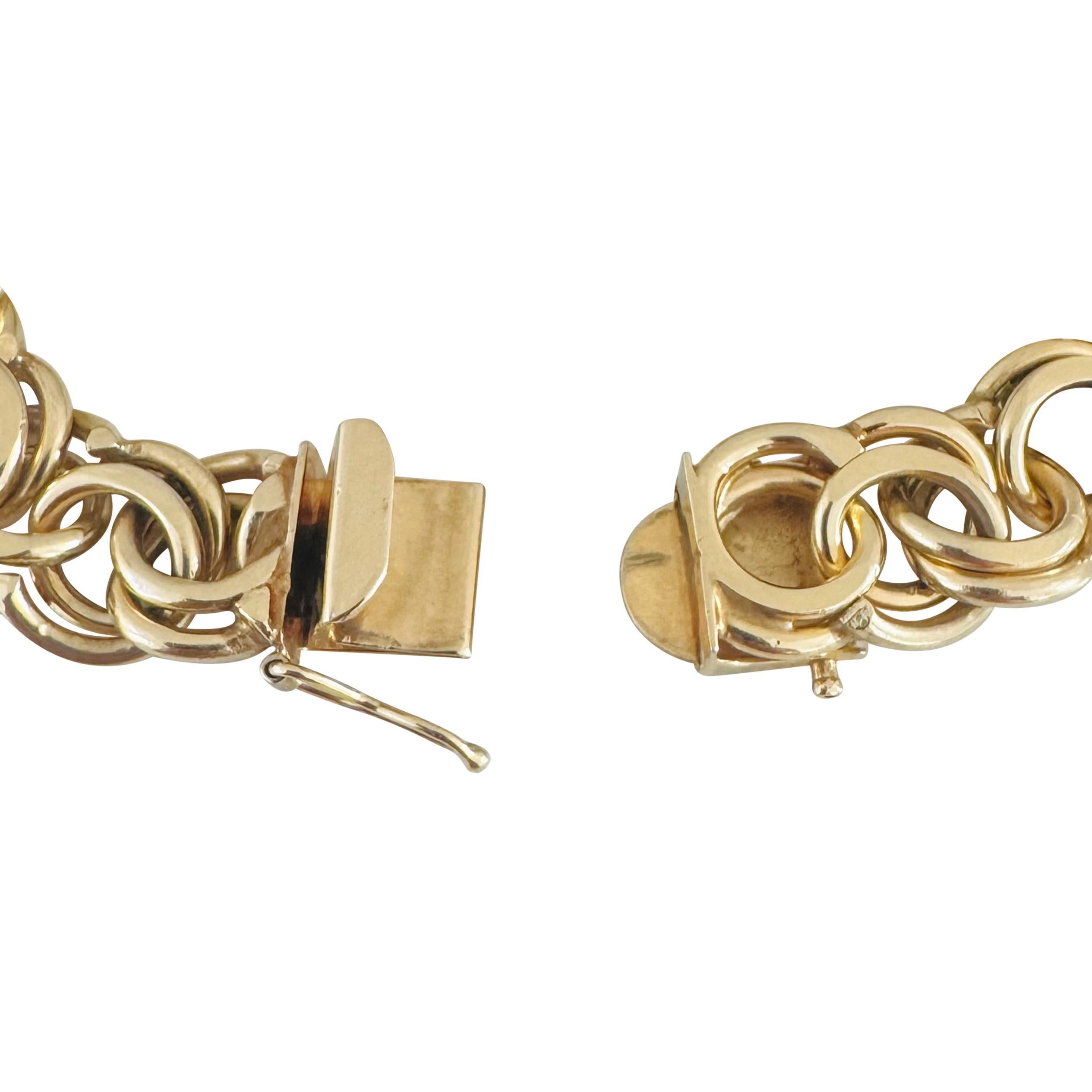 14k Yellow Gold 53g Solid Heavy 13mm Double Curb Link Charm Bracelet 7.5