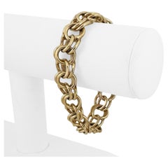 14k Yellow Gold 53g Solid Heavy 13mm Double Curb Link Charm Bracelet 7.5"