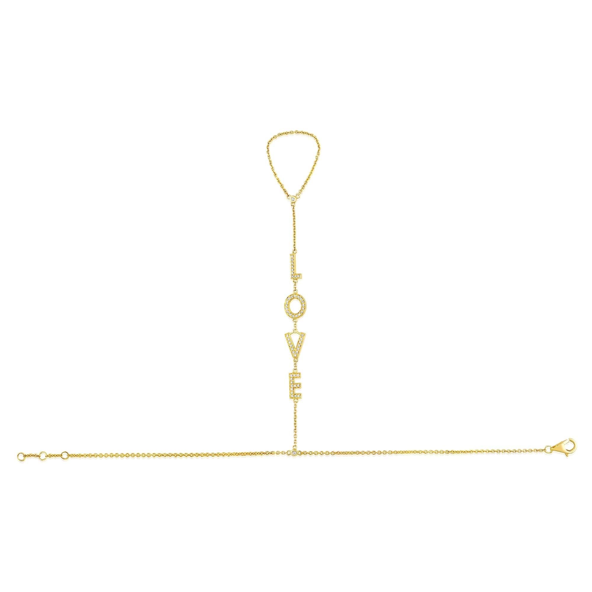 Moderne Chaîne à main en or 14K 54 diamants pour le symbole de la foi en vente