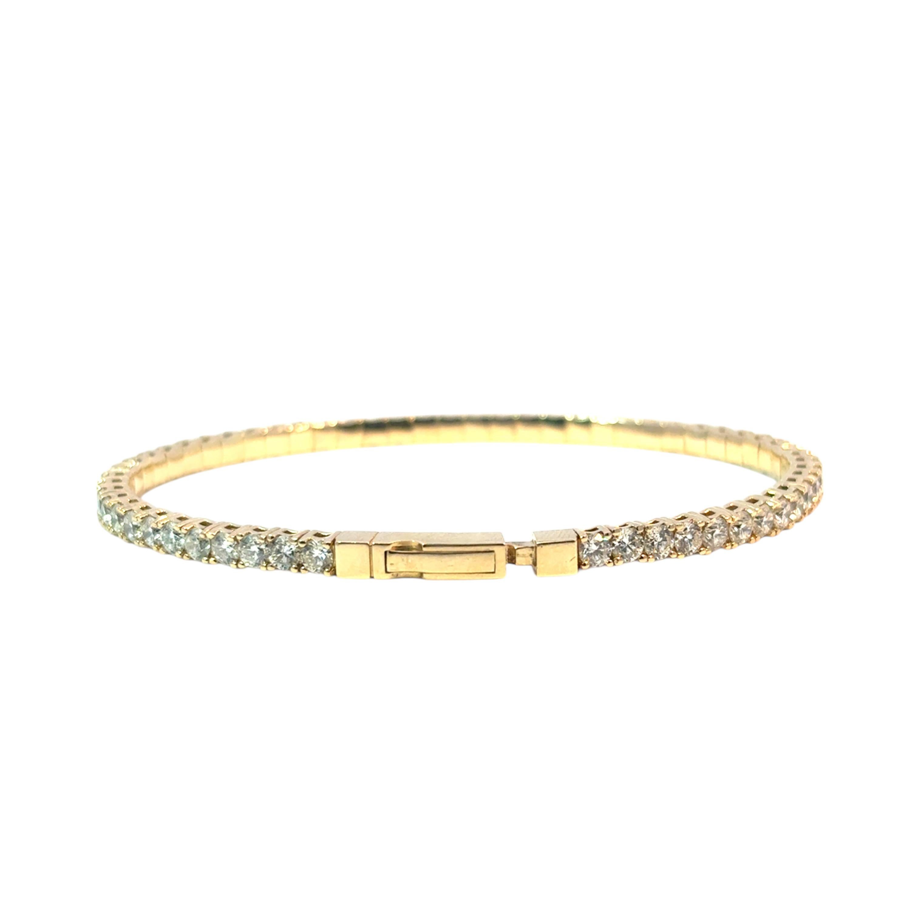Bracelet tennis en or jaune 14 carats avec diamants naturels brillants ronds de 5,40 carats en vente 4