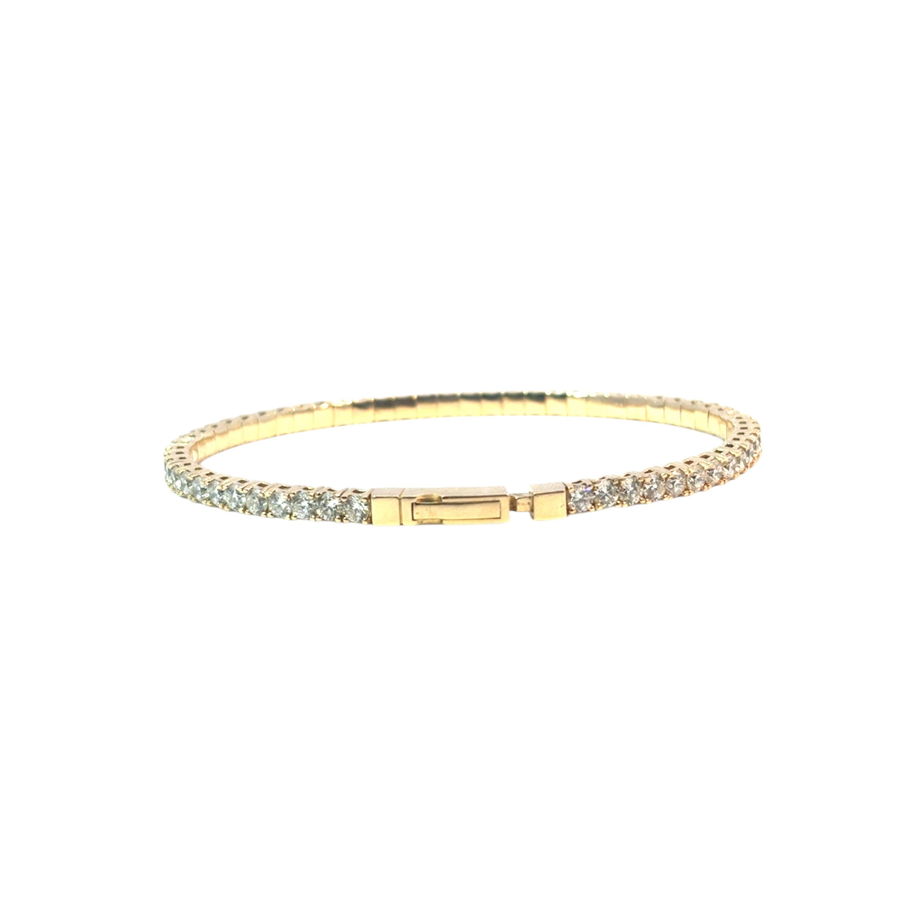 Bracelet tennis en or jaune 14 carats avec diamants naturels brillants ronds de 5,40 carats en vente 5