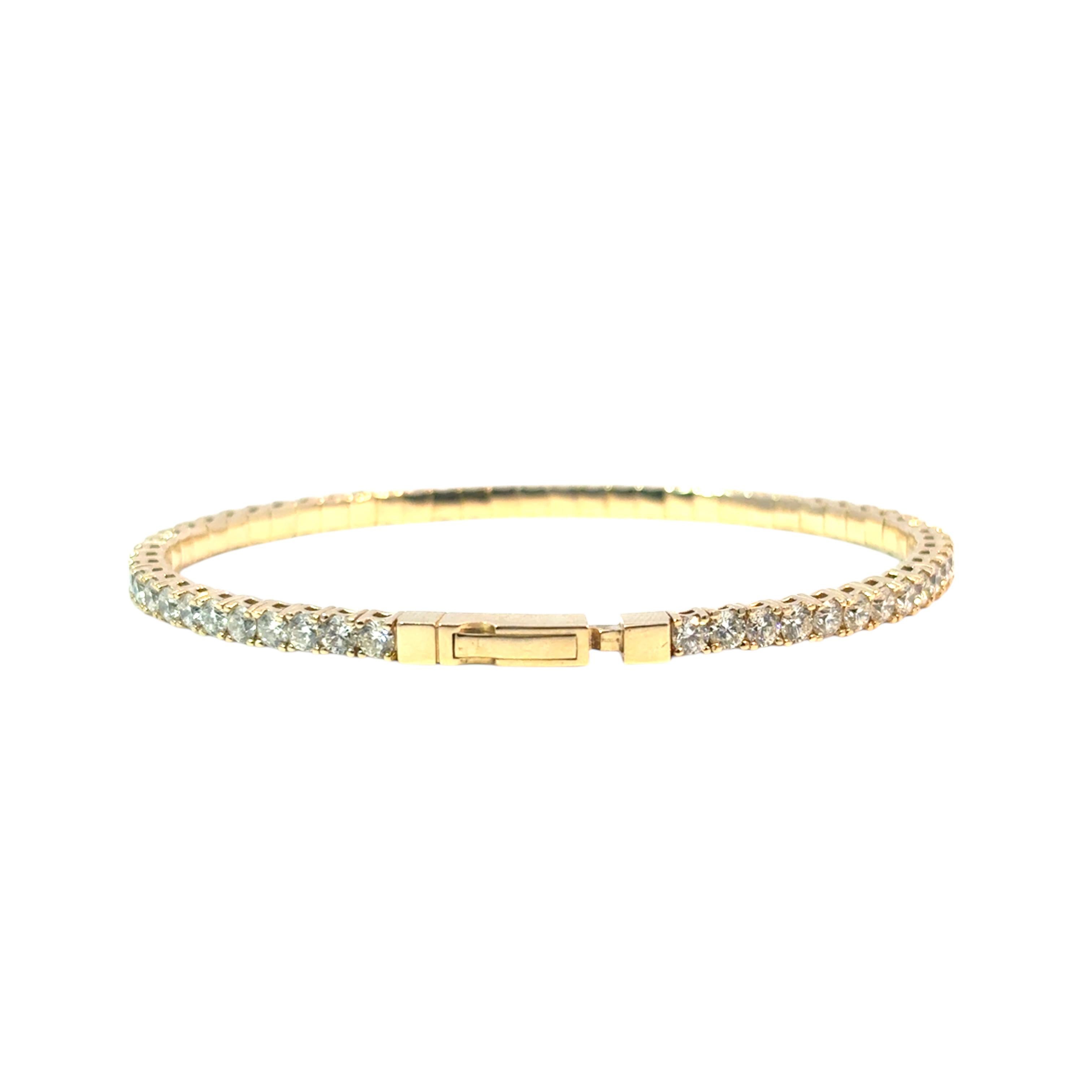 Bracelet tennis en or jaune 14 carats avec diamants naturels brillants ronds de 5,40 carats en vente 6