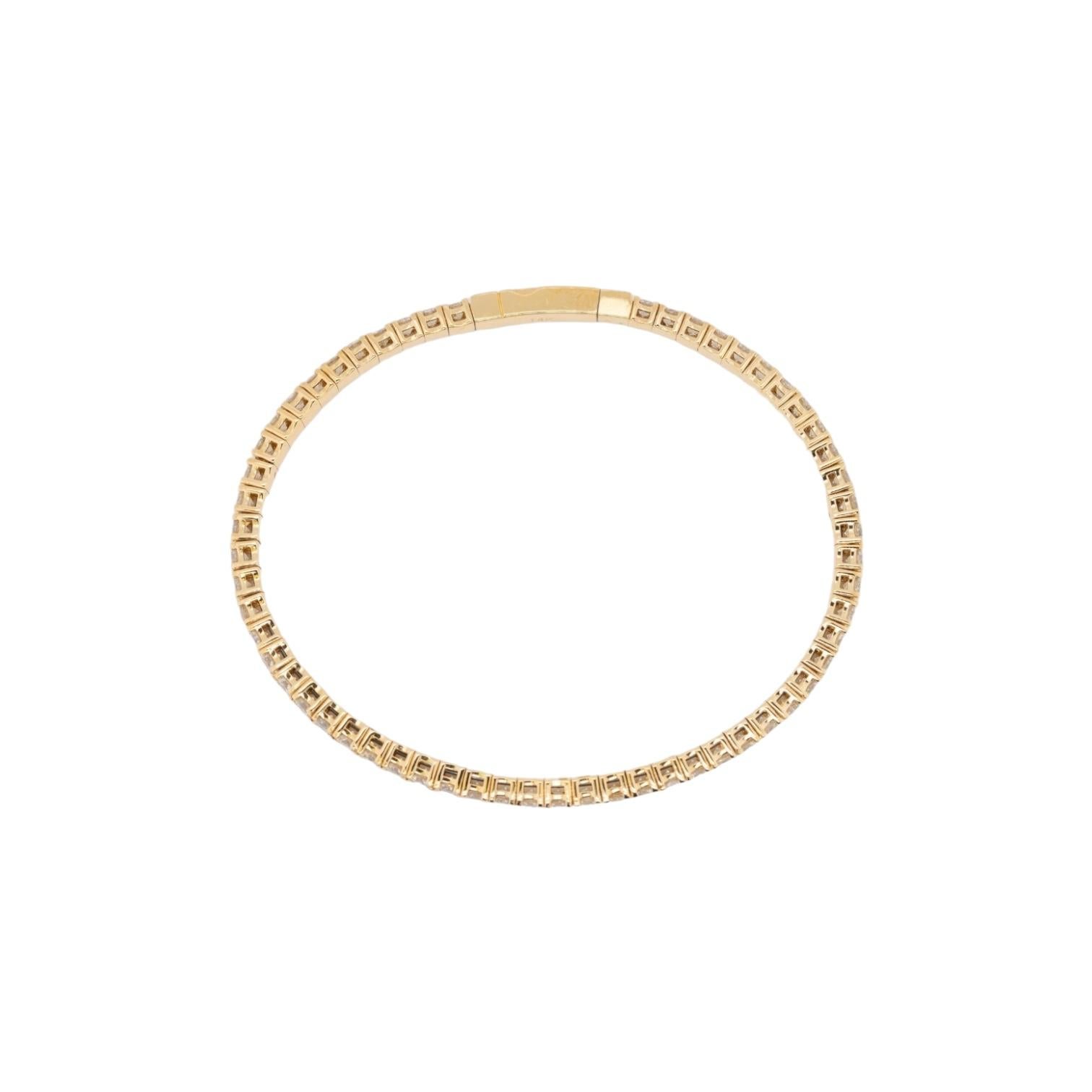 Bracelet tennis en or jaune 14 carats avec diamants naturels brillants ronds de 5,40 carats Pour femmes en vente