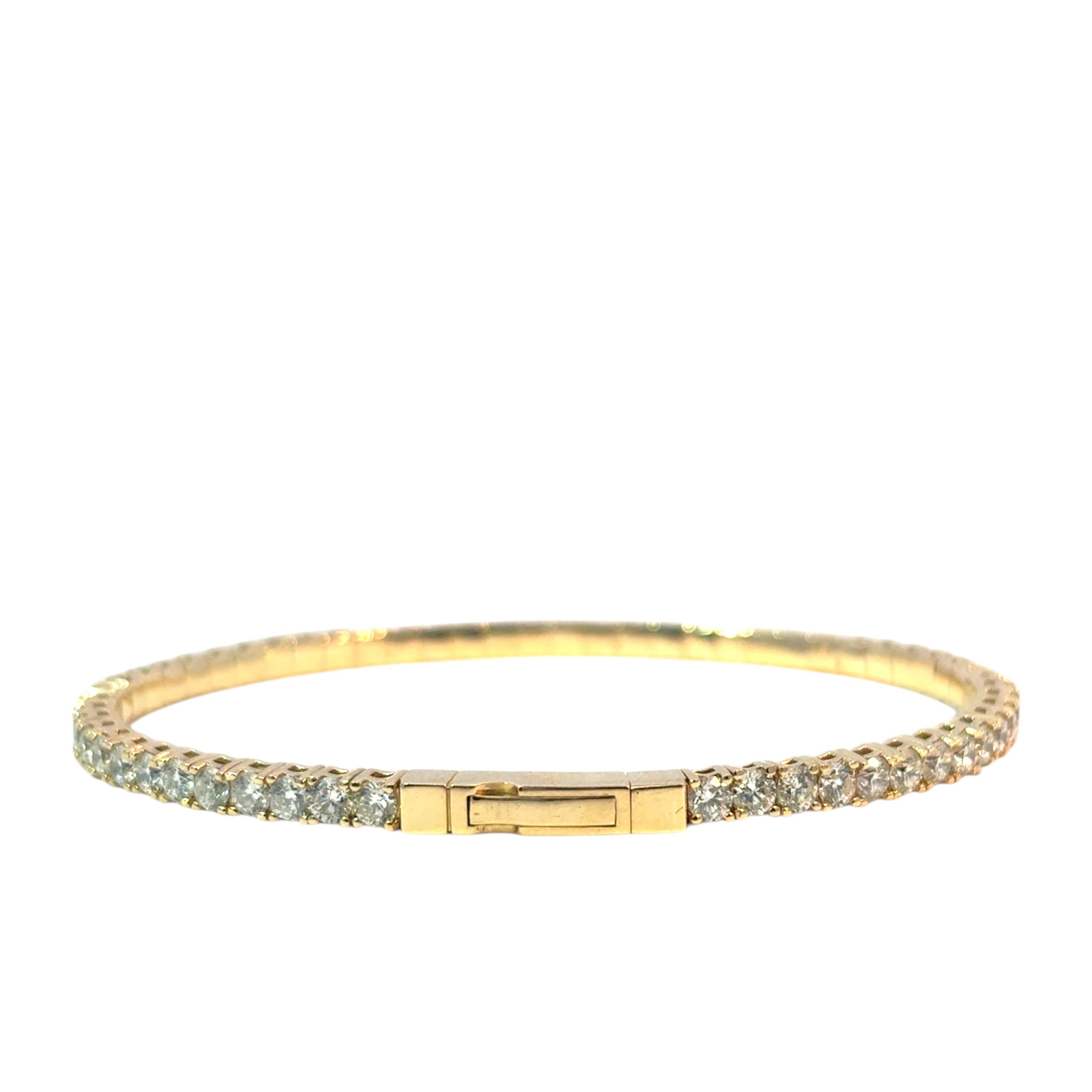 Bracelet tennis en or jaune 14 carats avec diamants naturels brillants ronds de 5,40 carats en vente 1