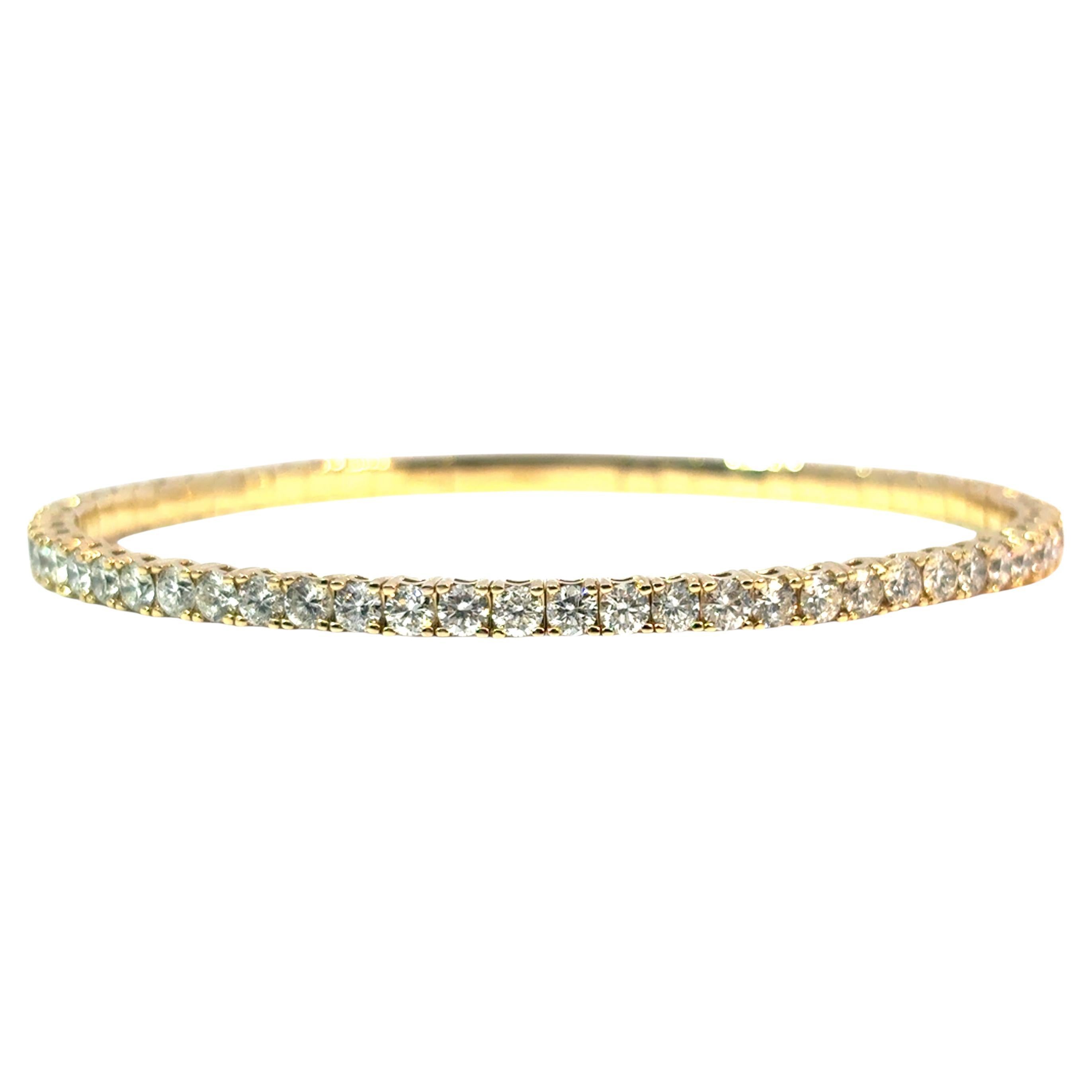 Bracciale da tennis in oro giallo 14k con diamanti naturali tondi e brillanti da 5,40 ct.
