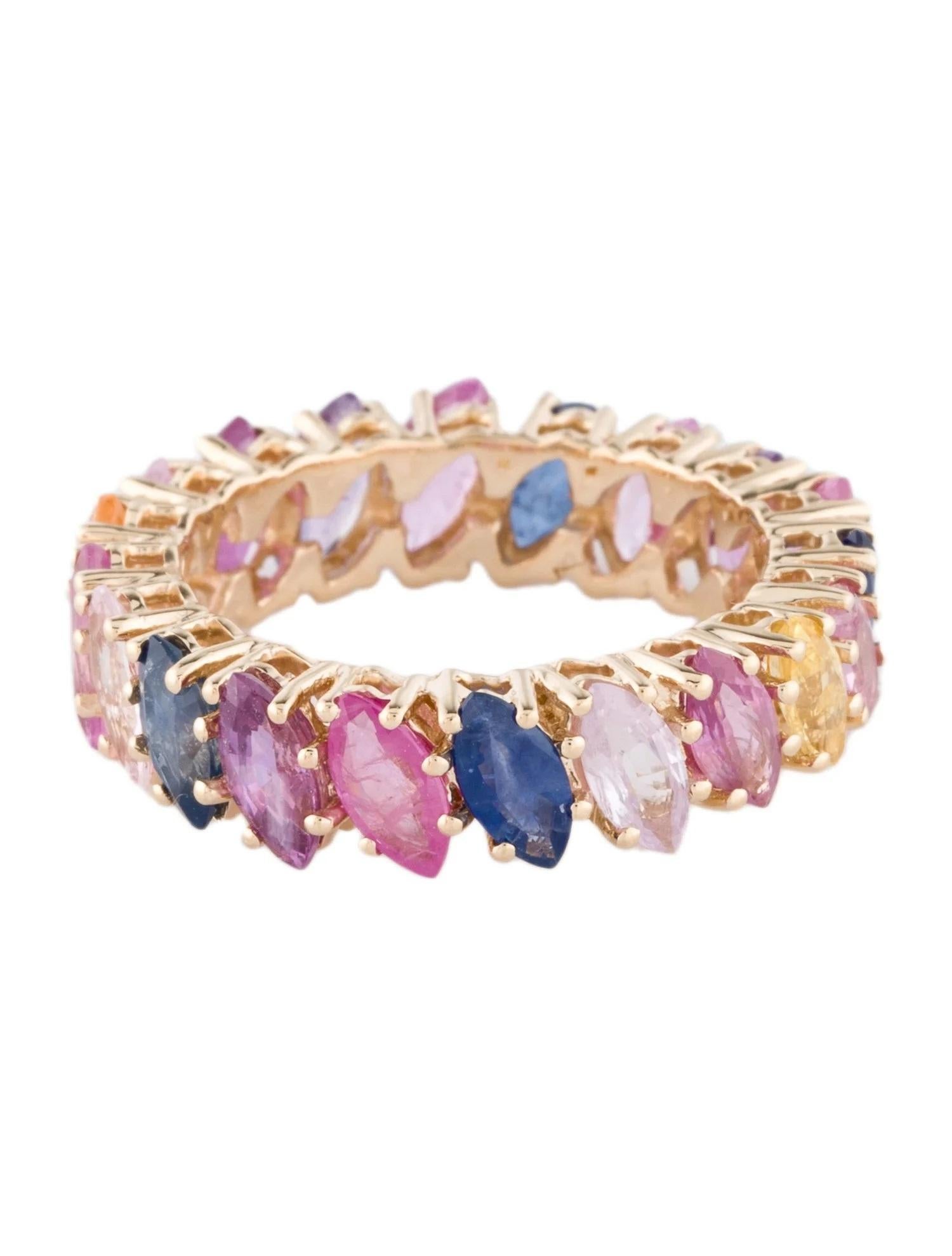 Artista Anello Eternity in oro giallo 14K con zaffiro e rubino multicolore da 5,47 carati, misura 6,75 in vendita
