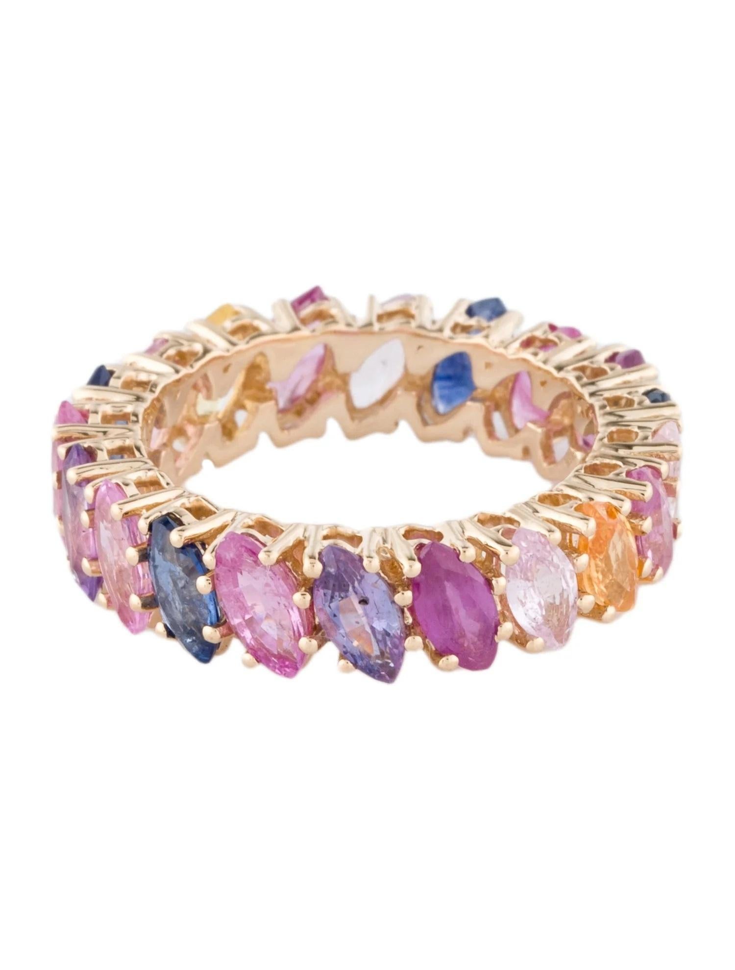 Taglio marquise Anello Eternity in oro giallo 14K con zaffiro e rubino multicolore da 5,47 carati, misura 6,75 in vendita