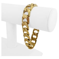 14k Yellow Gold 54g Vintage Textured 14mm Men's Curb Link Bracelet 8.25"