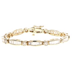 14K Yellow Gold 5.5 Carat Total Weight Diamond Baguette Bracelet
