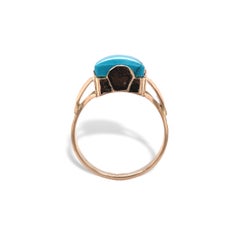 Bague en or jaune 14K Turquoise Sleeping Beauty 5.51 carats taille 8.5
