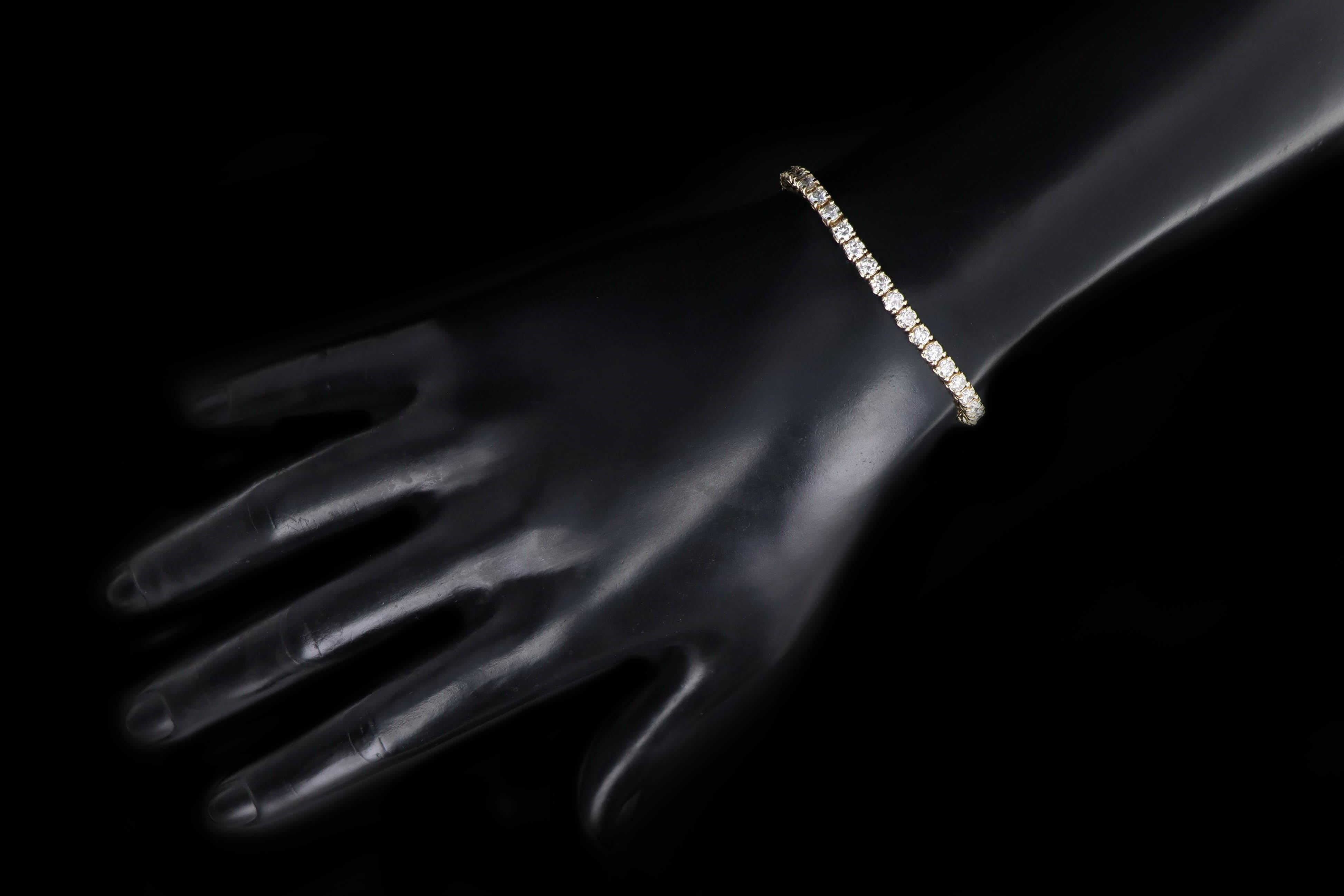 14K Gelbgold 5,56 Karat Gesamtgewicht runder Brillant Diamant-Tennisarmband Damen