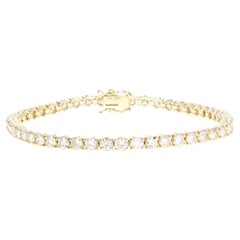 Bracciale tennis in oro giallo 14K con diamanti tondi brillanti da 5,56 carati di peso totale