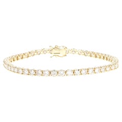 14K Yellow Gold 5.56 Carat Total Weight Round Brilliant Diamond Tennis Bracelet