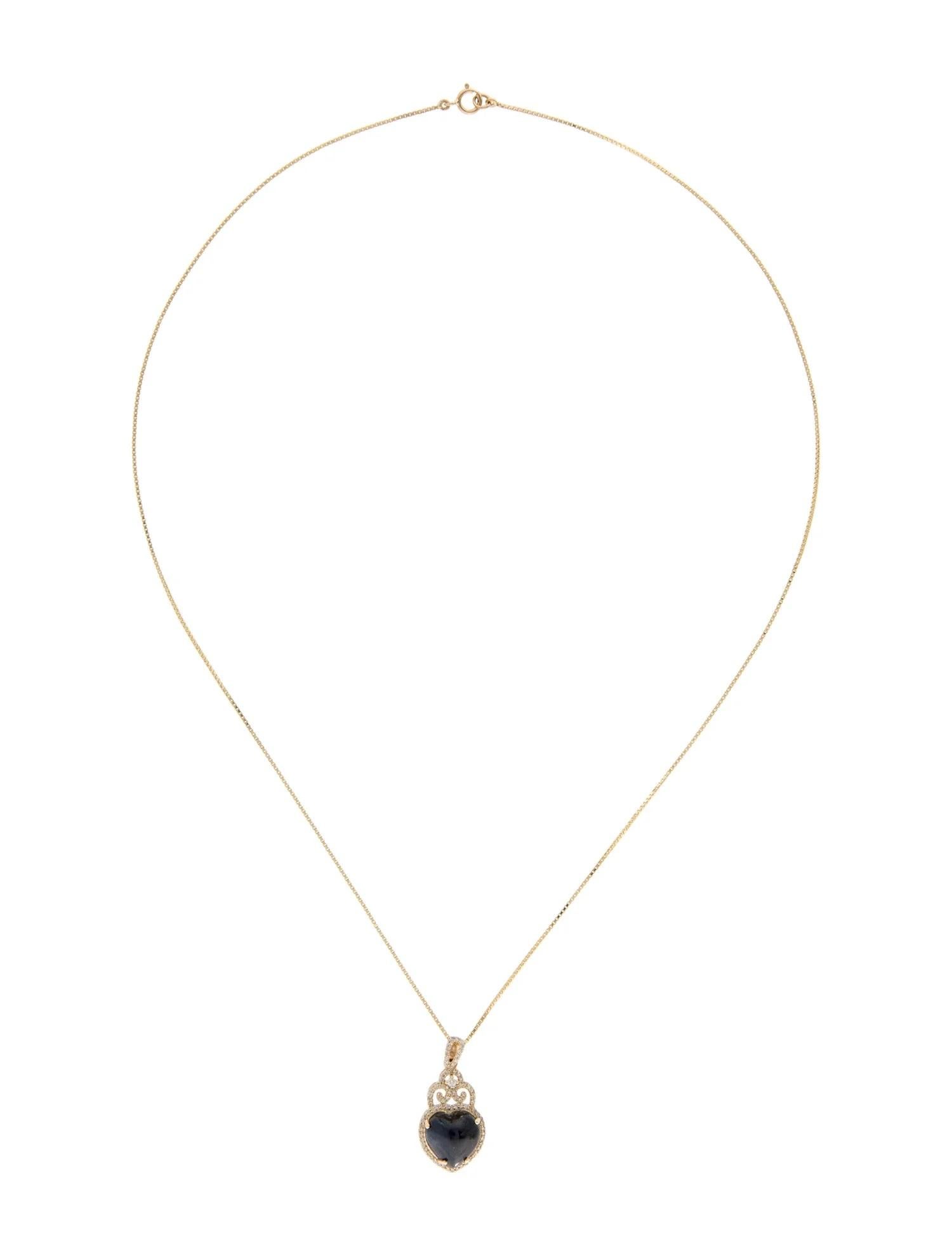 Collar Colgante Corazón Zafiro y Diamante Oro Amarillo 14K 5.59ct Artista en venta