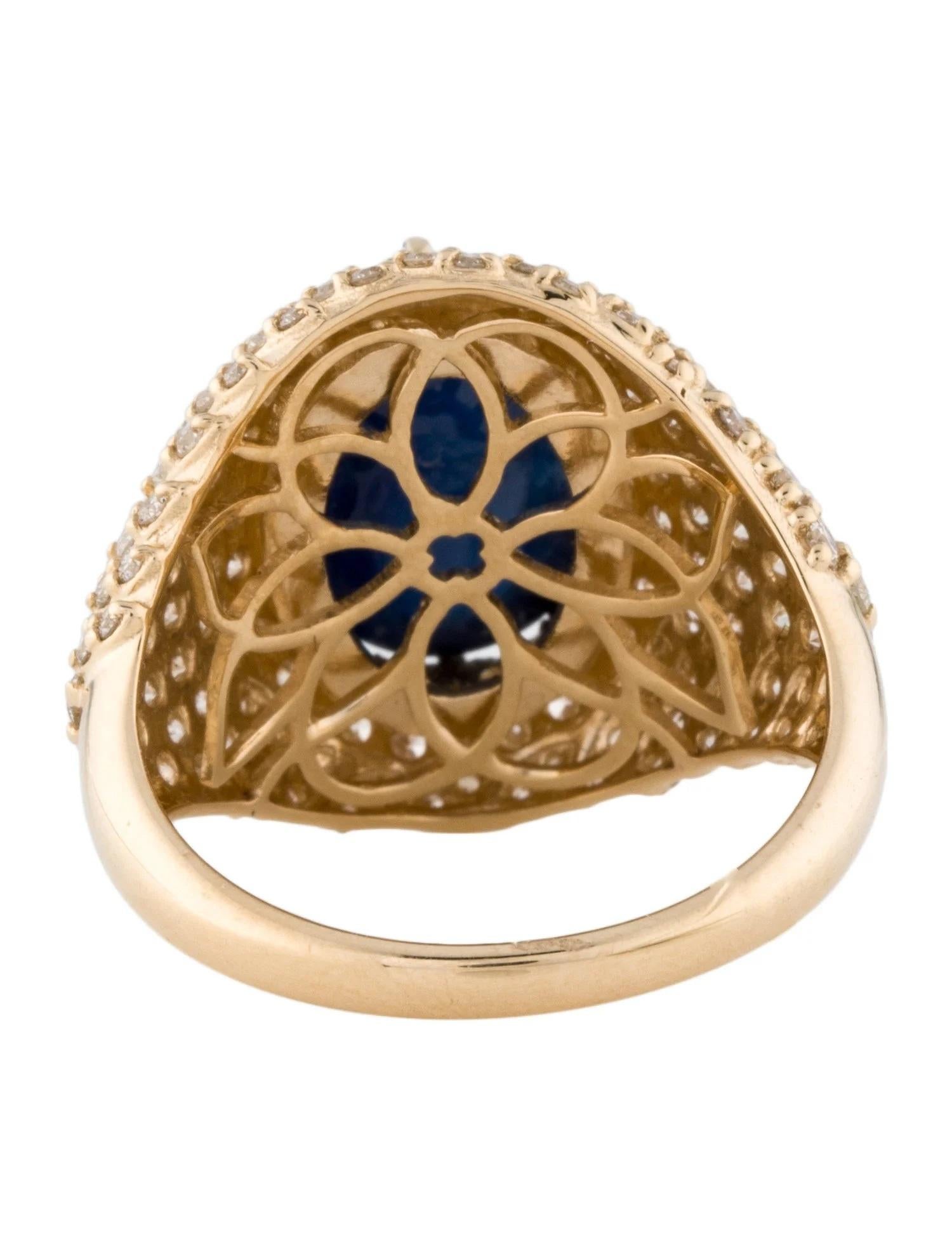 14K Yellow Gold 5.67ct Sapphire & Diamond Cocktail Ring, Size 7 In New Condition For Sale In Holtsville, NY