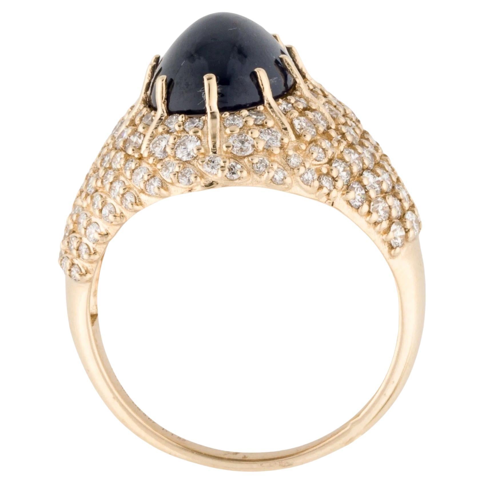 14K Gelbgold 5,67 Karat Saphir & Diamant Cocktail-Ring, Größe 7