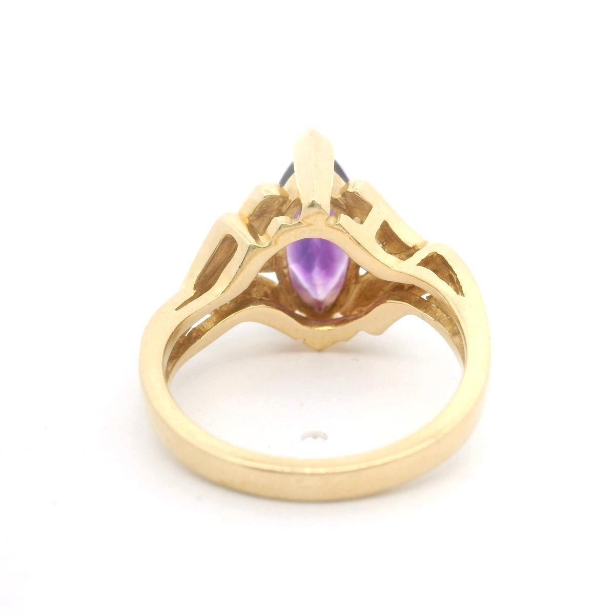 14k Gelbgold 5,6g Amethyst und Diamant-Ring Größe 6,5 im Zustand „Gut“ in Guilford, CT