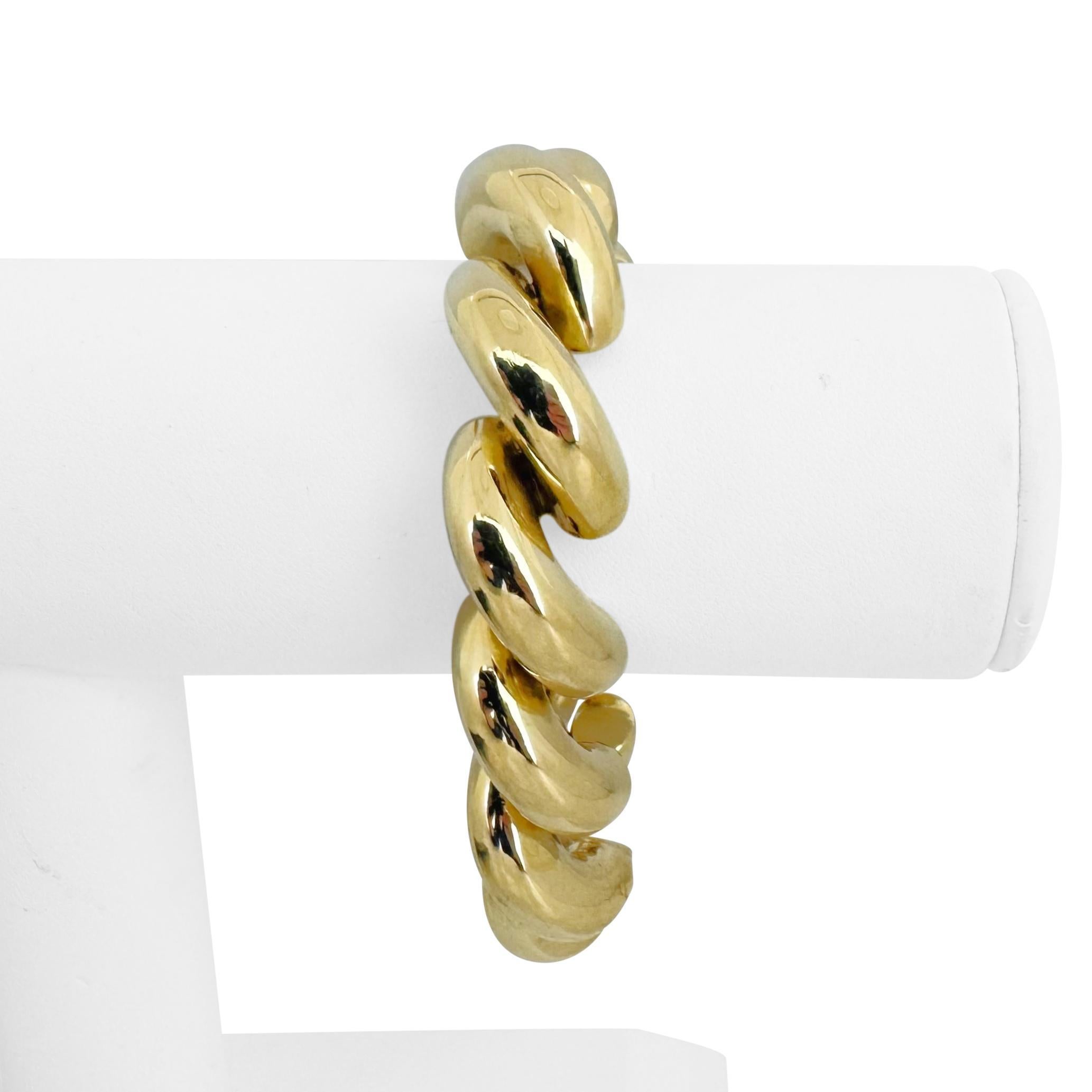 14k Yellow Gold 56g Heavy Thick 16mm San Marco Link Bracelet Italy 7.25