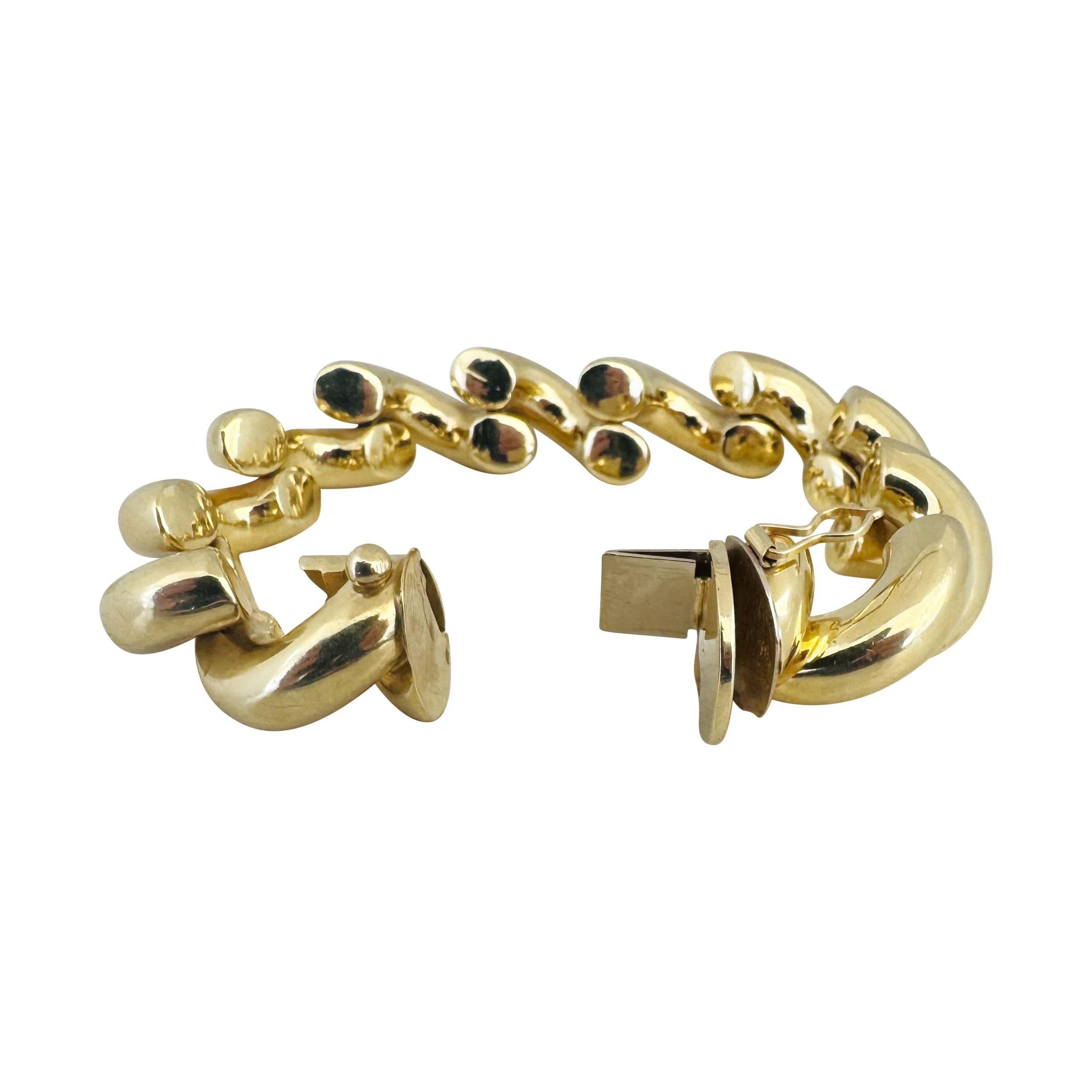 14k Yellow Gold 56g Heavy Thick 16mm San Marco Link Bracelet Italy 7.25