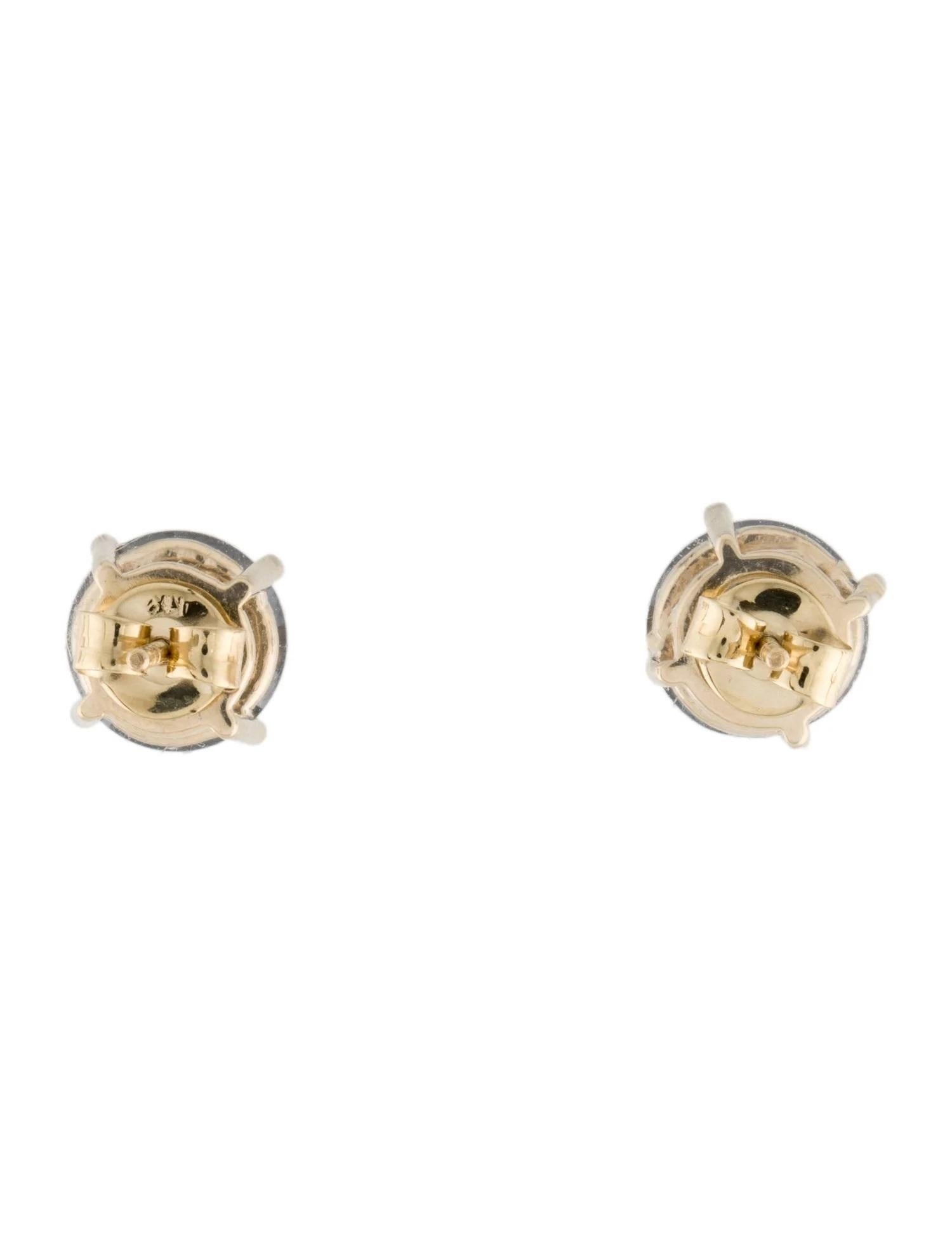 Artist 14K Yellow Gold 5.70ctw Black Diamond Stud Earrings For Sale