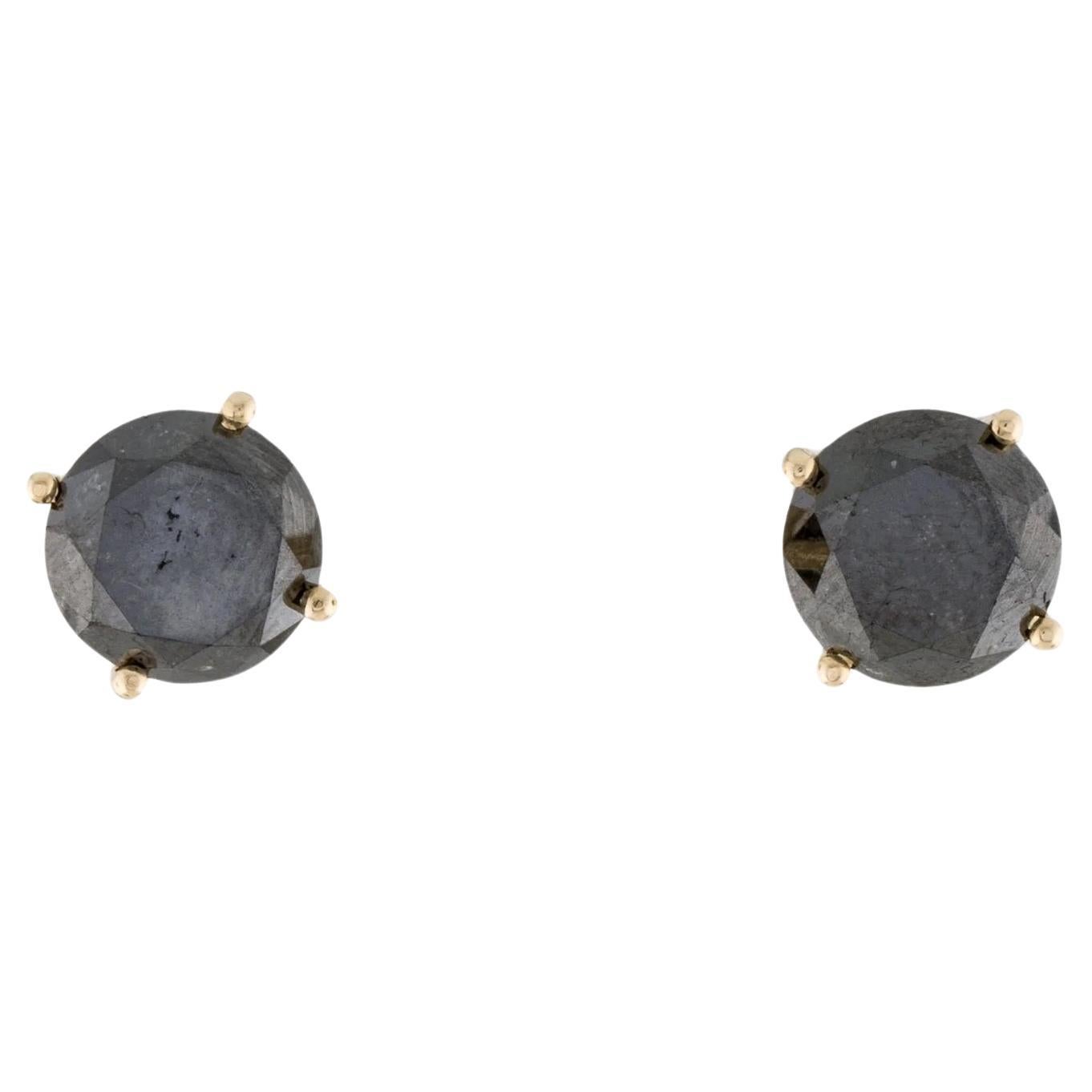 14K Yellow Gold 5.70ctw Black Diamond Stud Earrings