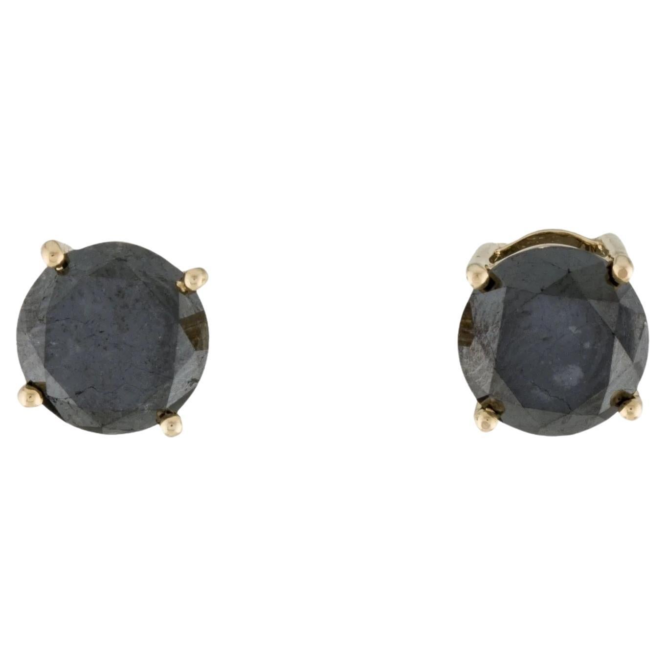 14K Yellow Gold 5.71ctw Black Diamond Stud Earrings