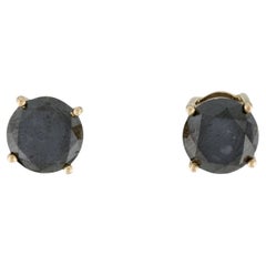14K Yellow Gold 5.71ctw Black Diamond Stud Earrings