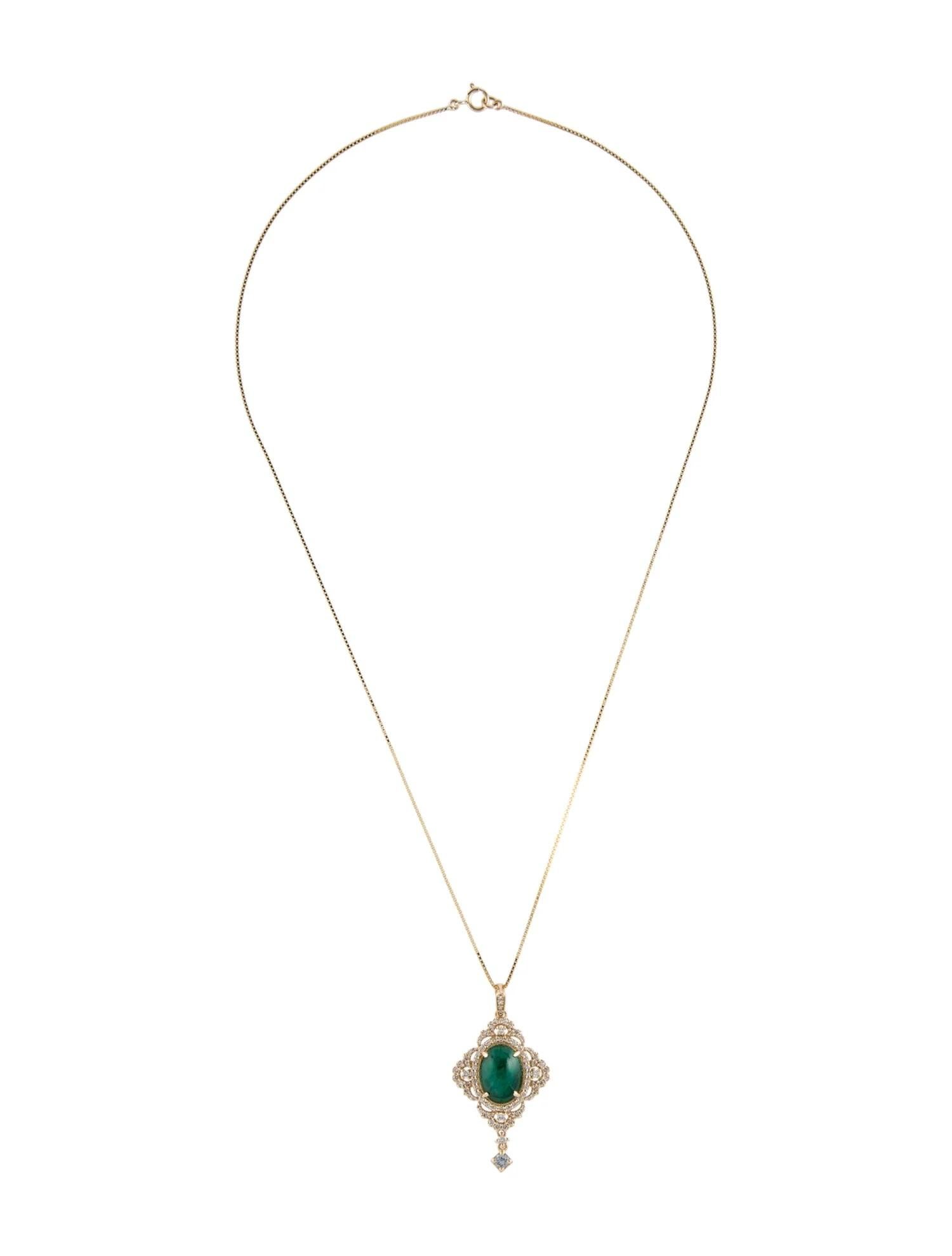 Artist 14K Yellow Gold 5.79ct Emerald, Sapphire & Diamond Pendant Necklace, 18