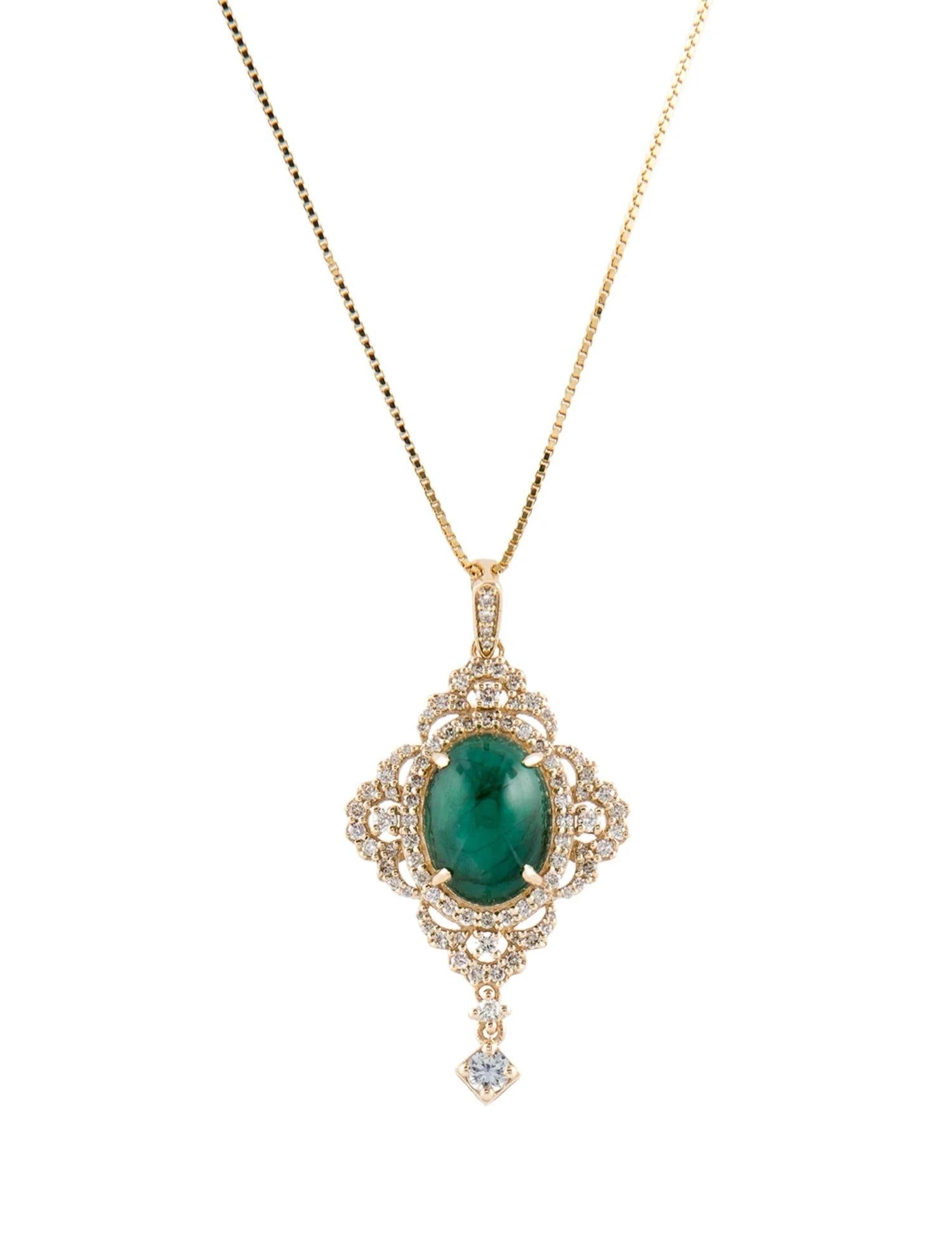 Emerald Cut 14K Yellow Gold 5.79ct Emerald, Sapphire & Diamond Pendant Necklace, 18