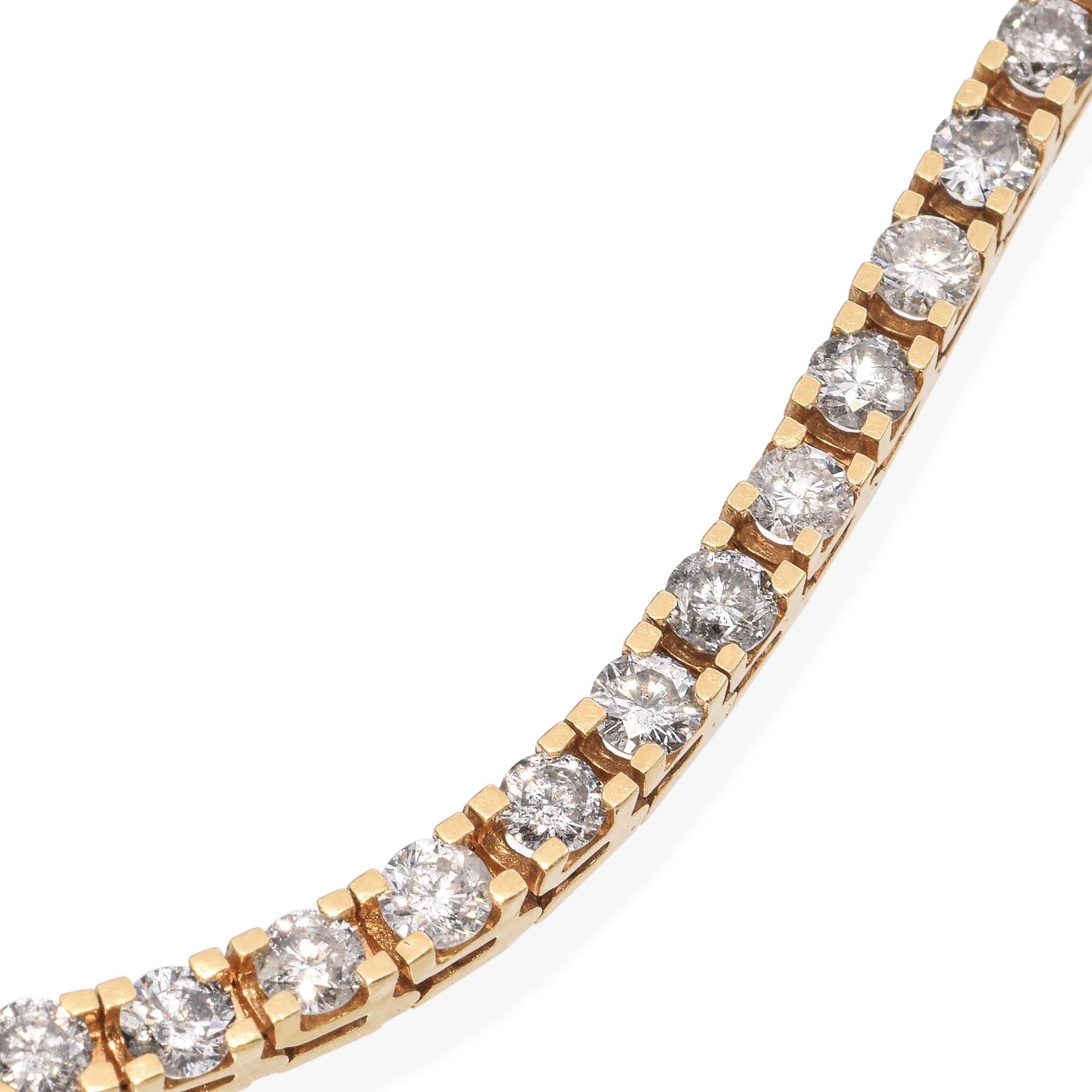 Bracciale tennis in oro giallo 14k con 5,7 carati di diamanti in vendita 1
