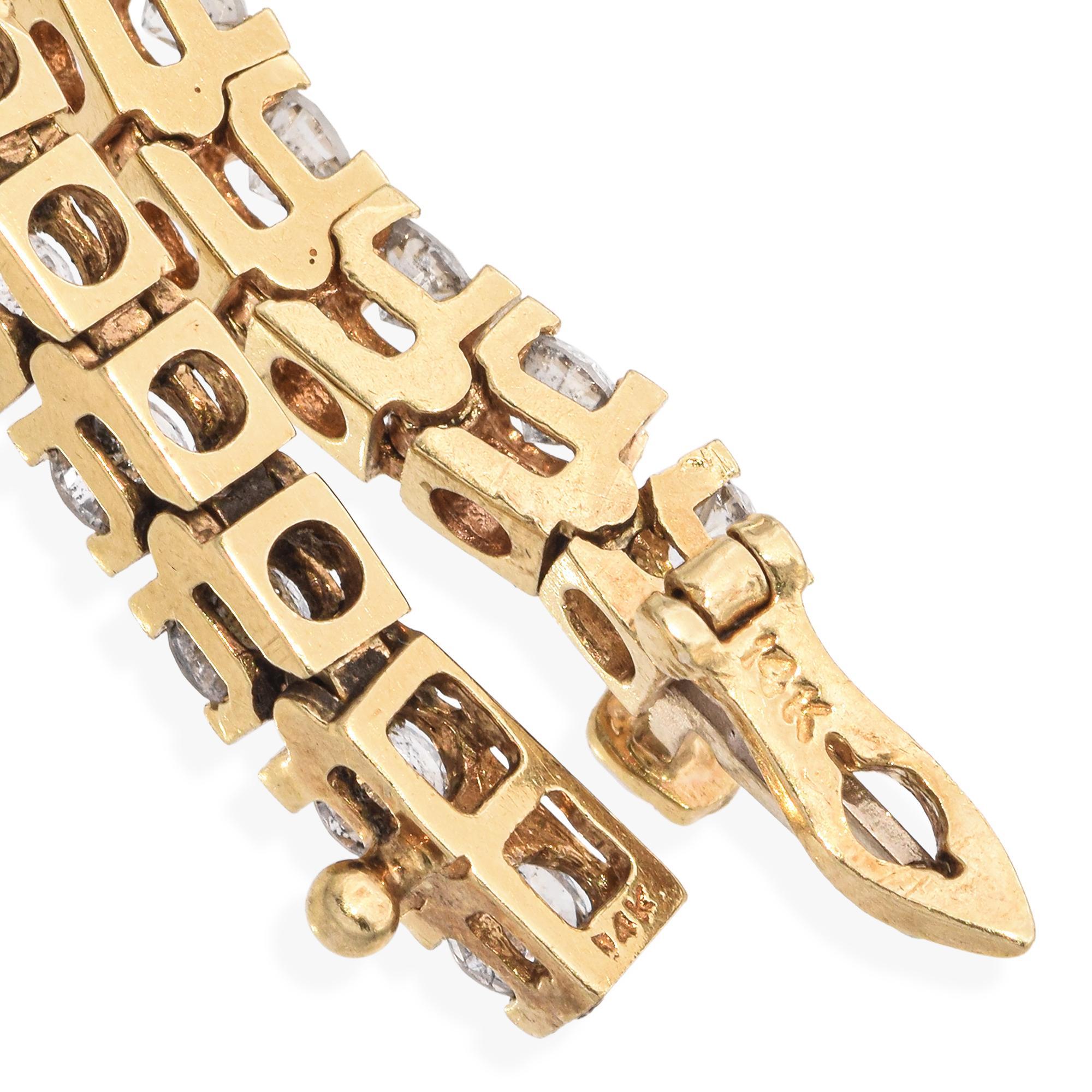 Bracciale tennis in oro giallo 14k con 5,7 carati di diamanti in vendita 2