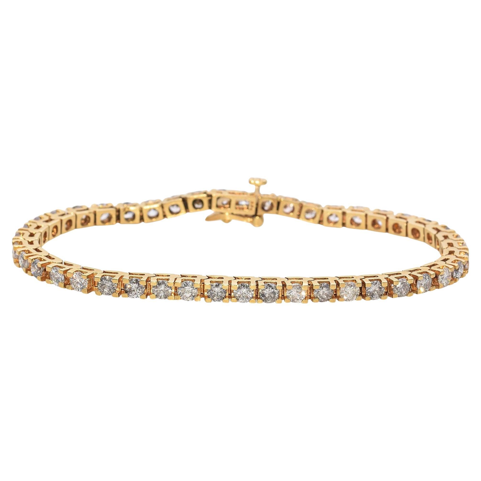 Bracciale tennis in oro giallo 14k con 5,7 carati di diamanti