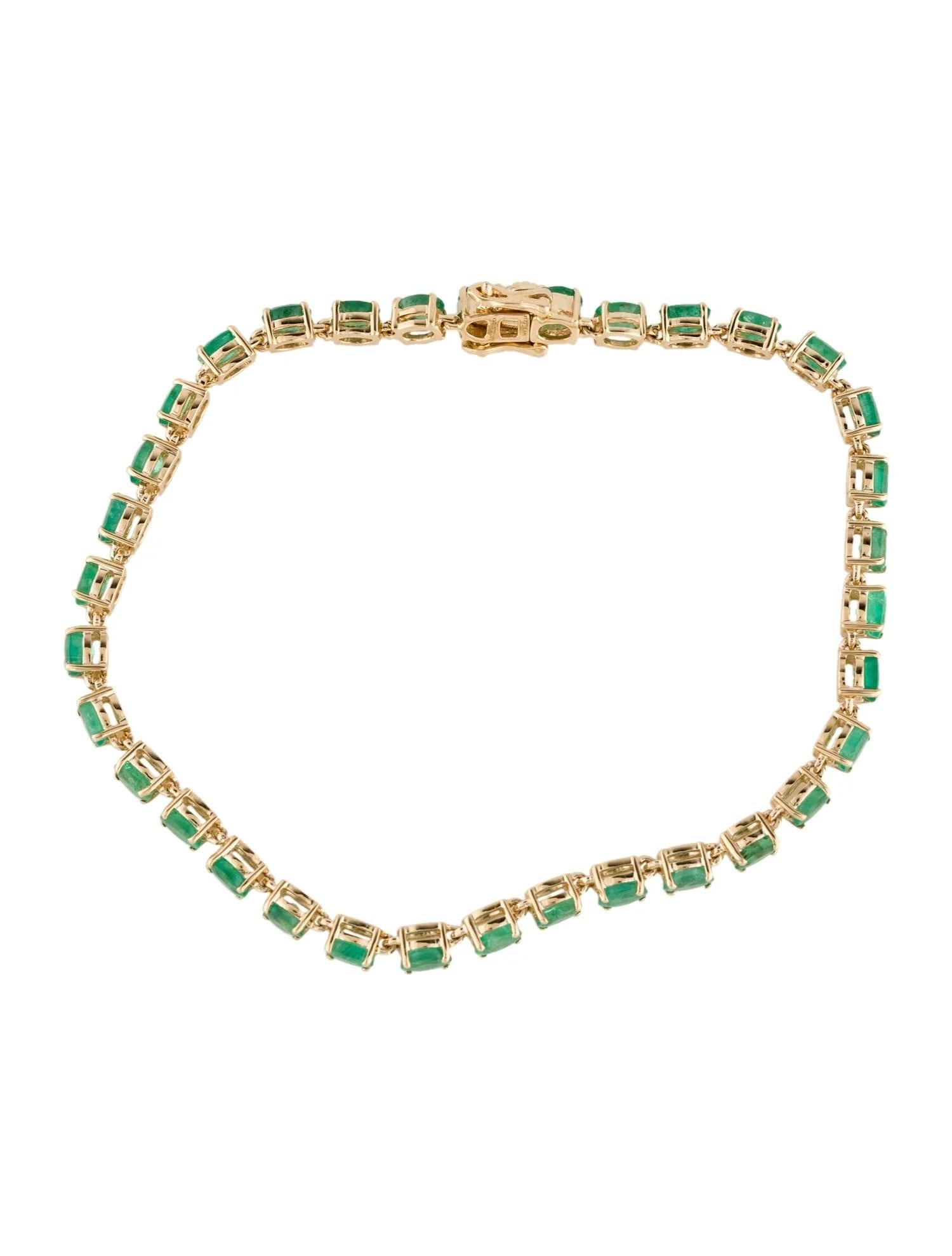 Artist 14K Yellow Gold 5.80ctw Oval Modified Brilliant Emerald Link Bracelet For Sale