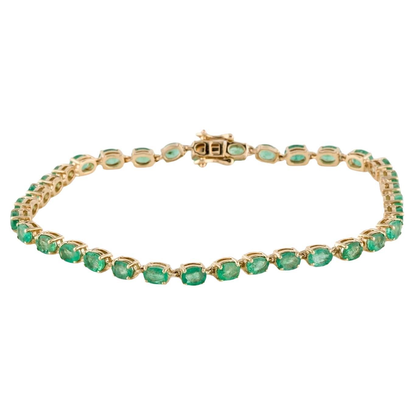 14K Gelbgold 5,80ctw Oval modifizierter Brillant Smaragd Link-Armband