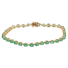 14K Gelbgold 5,80ctw Oval modifizierter Brillant Smaragd Link-Armband