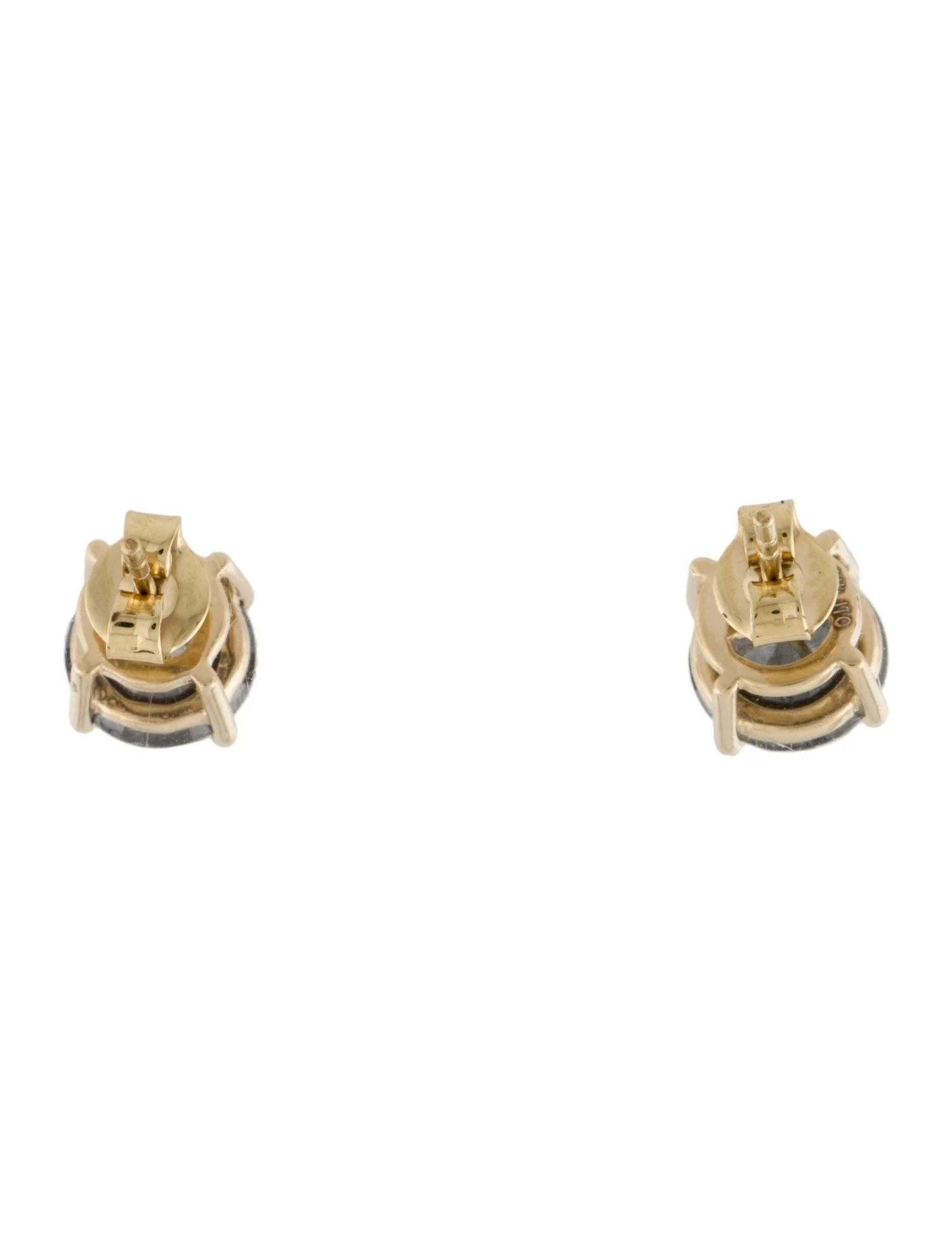 Artist 14K Yellow Gold 5.83ctw Black Diamond Stud Earrings For Sale