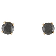 Clous d'oreilles en or jaune 14 carats avec diamants noirs de 5,83 carats