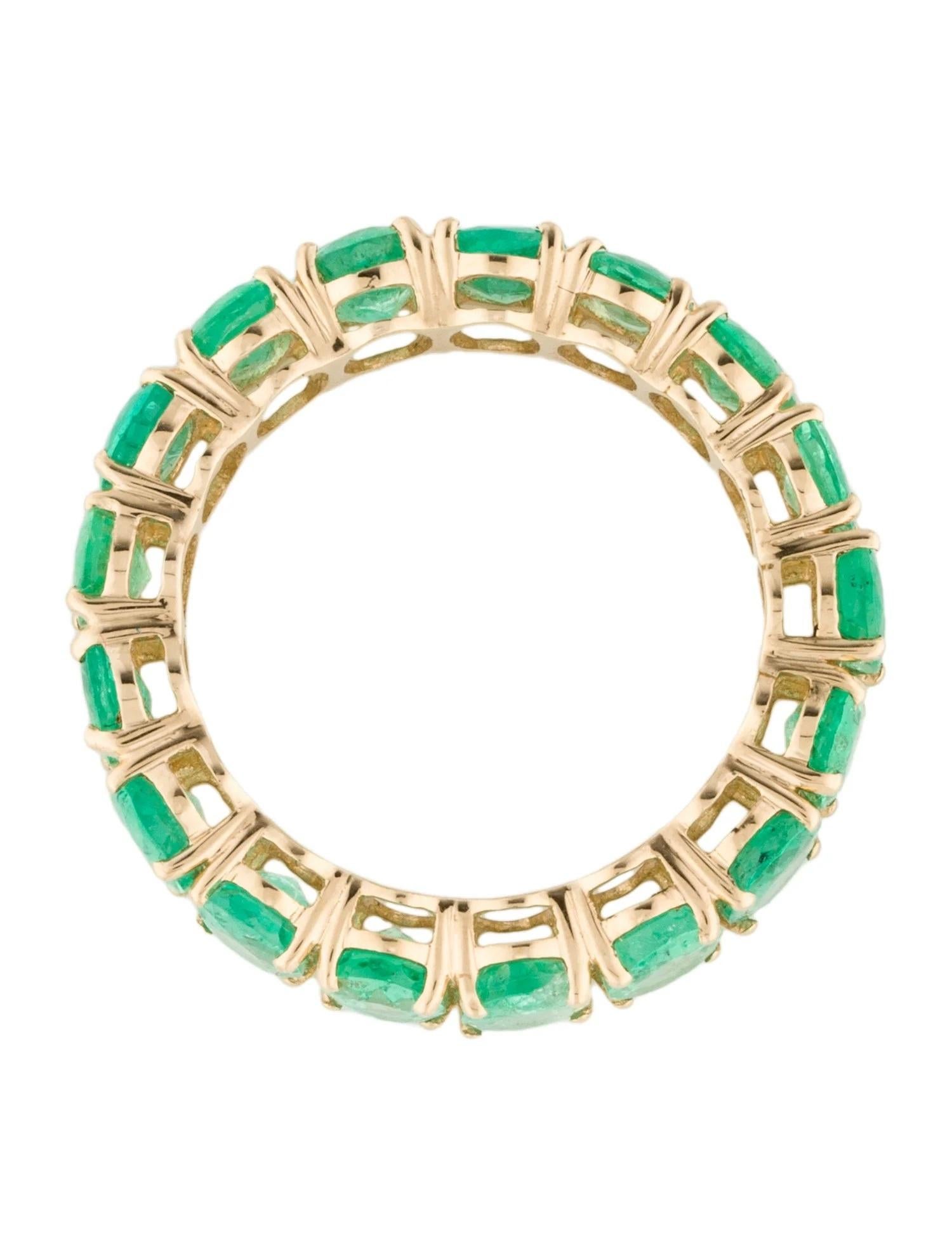 14K Yellow Gold 5.84 Carat Oval Emerald Eternity Band, Size 7 In New Condition For Sale In Holtsville, NY