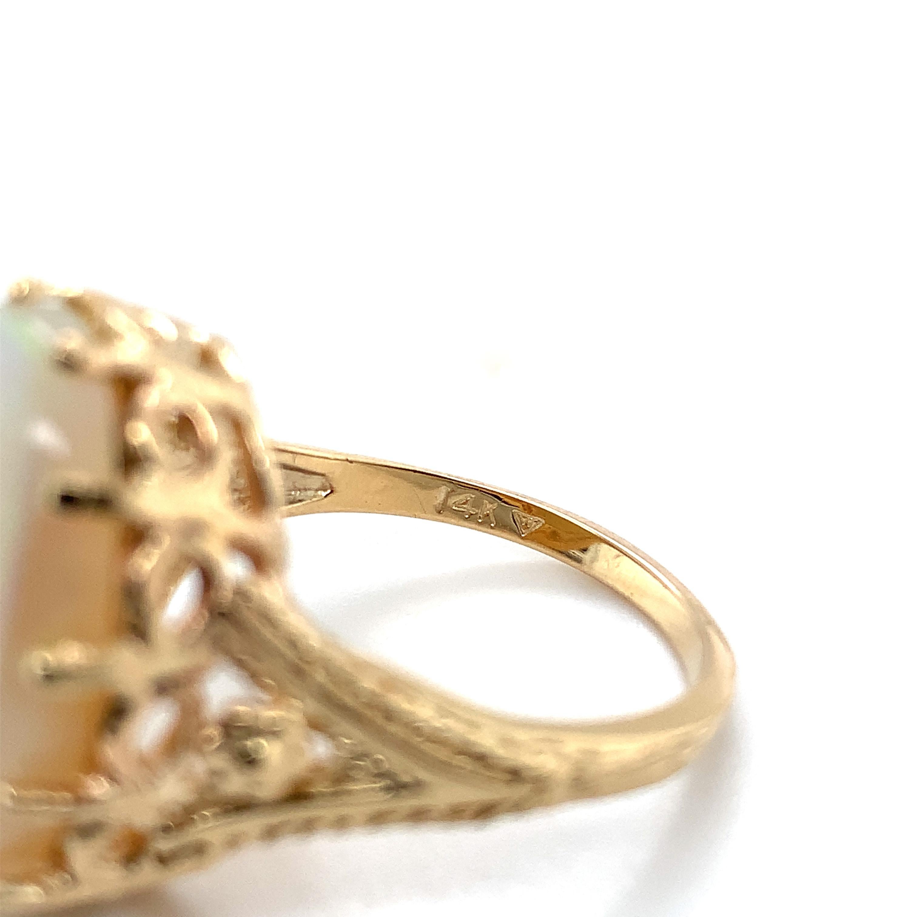 14K Yellow Gold 5.86 carat Australian Opal Ring For Sale 4