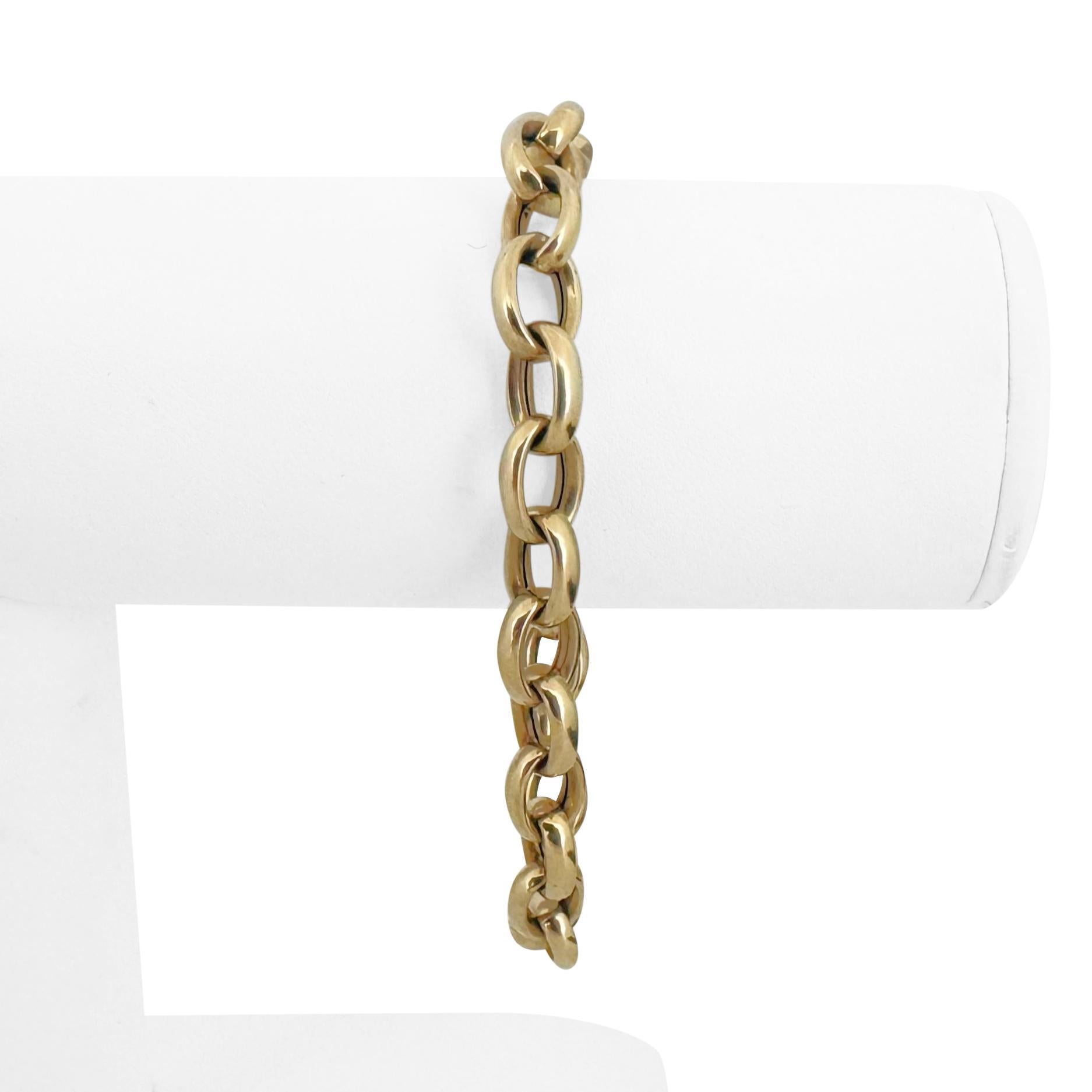 14k Gelbgold 5.8g Hohllicht 8,5 mm Oval Kabel-Gliederarmband 7,75